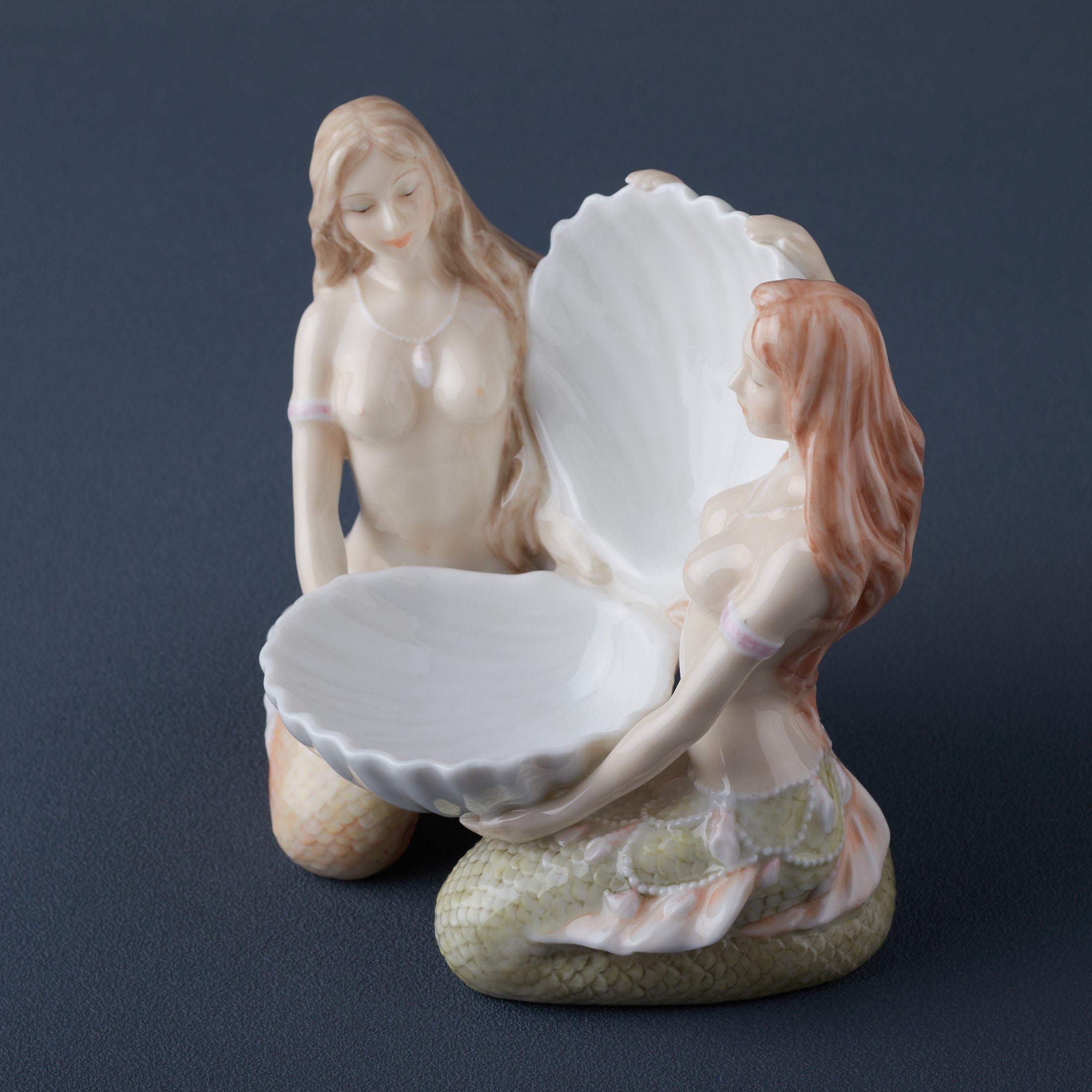 2 Nude Mermaids and Shell Ring Tray
