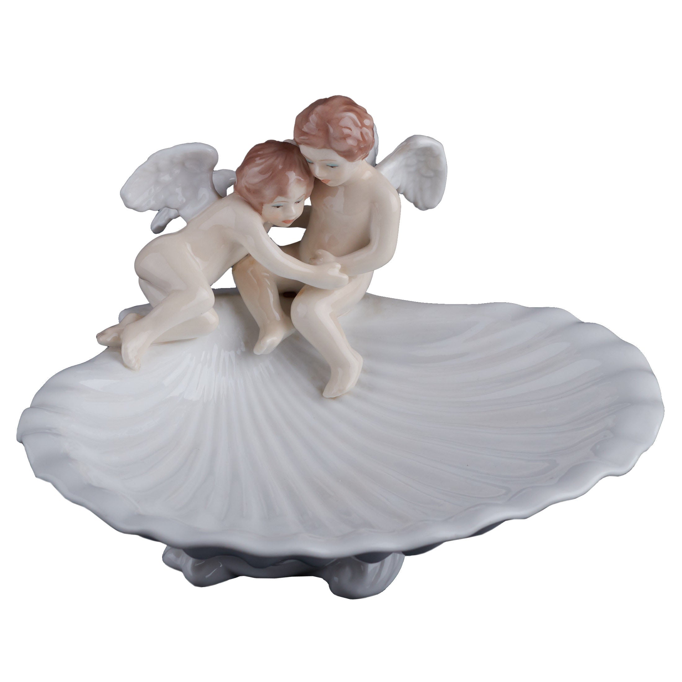 Cherubs On Scallop Shell Raised Dish