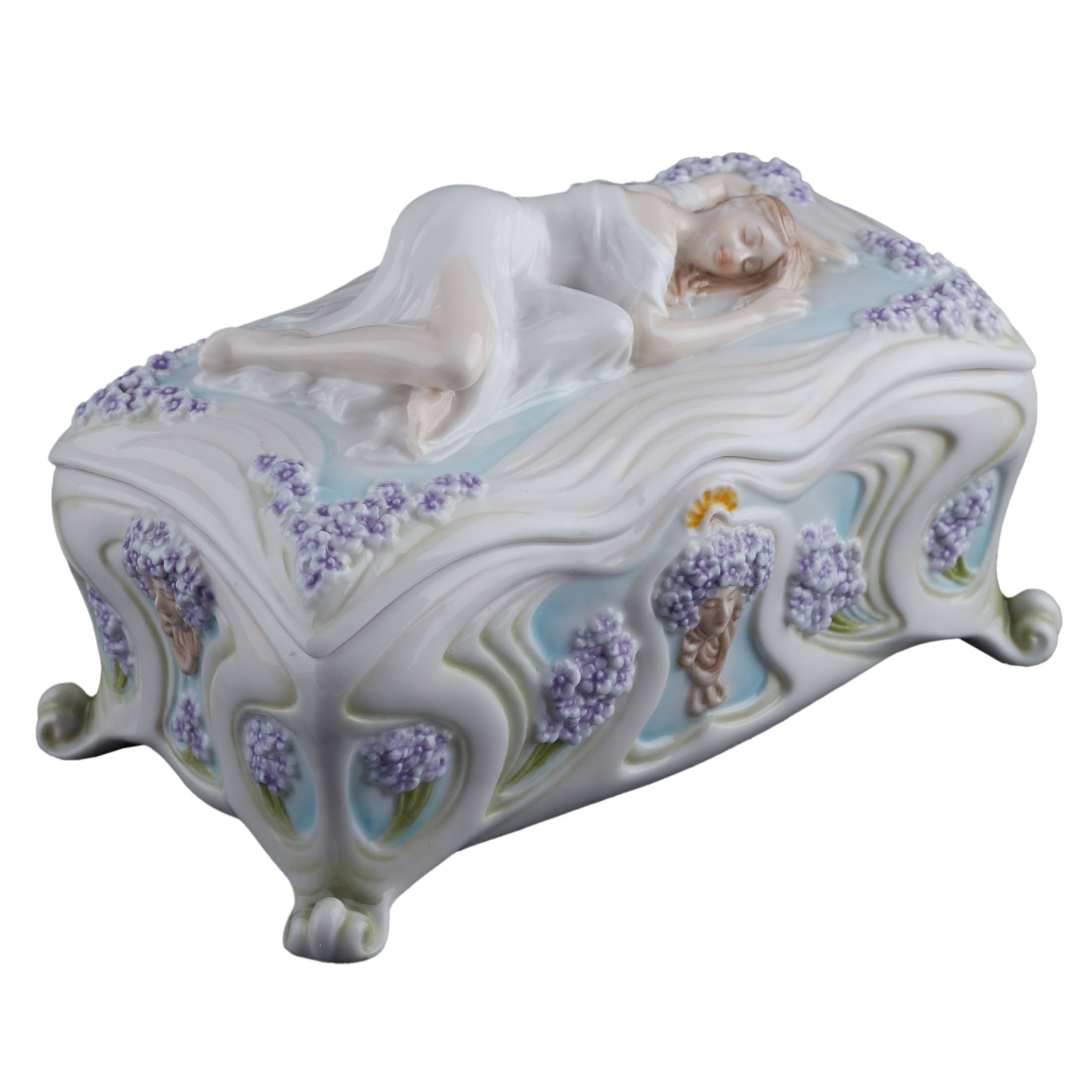Sleeping Maiden W/Violet Trinket Box