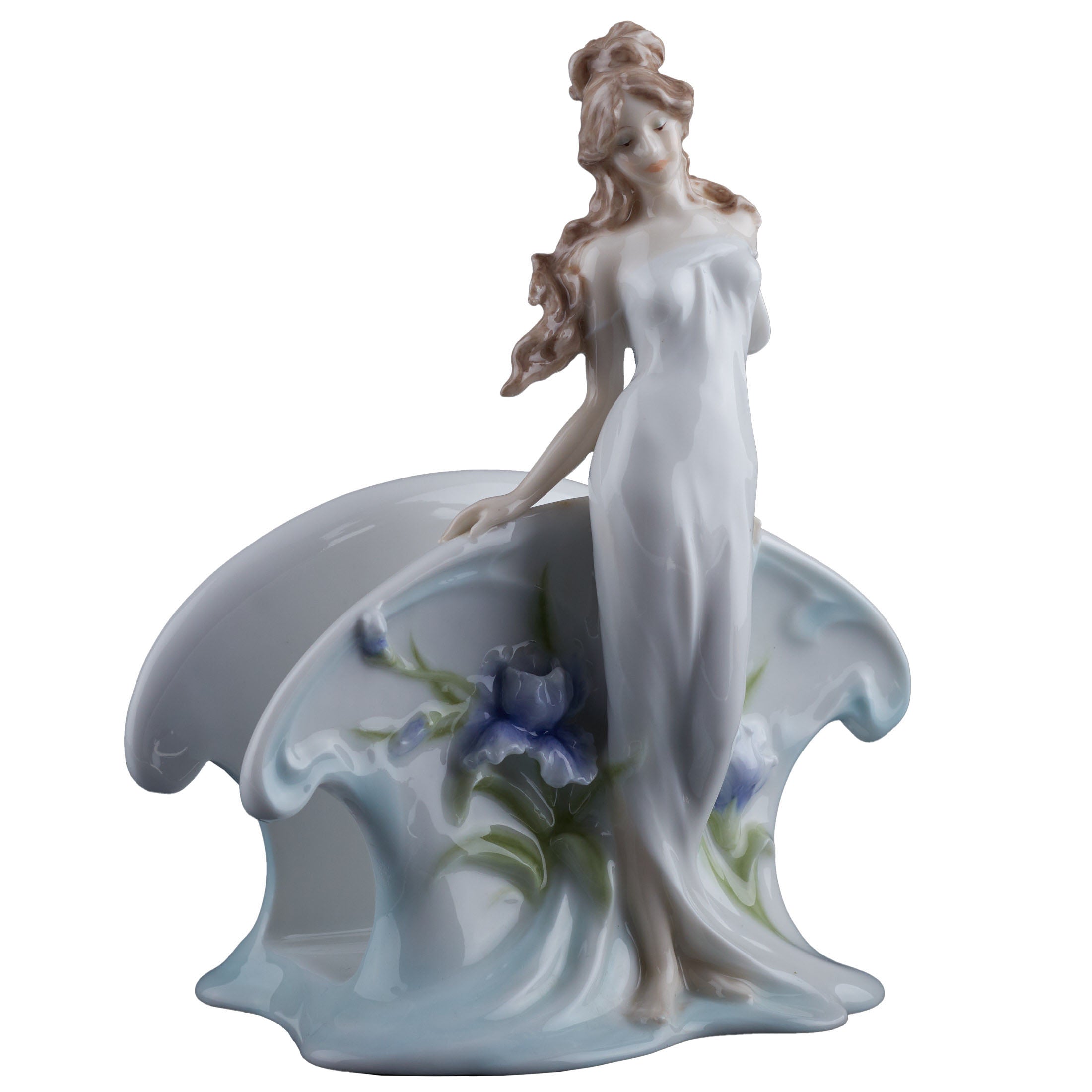 Woman and Blue Iris Napkin Holder