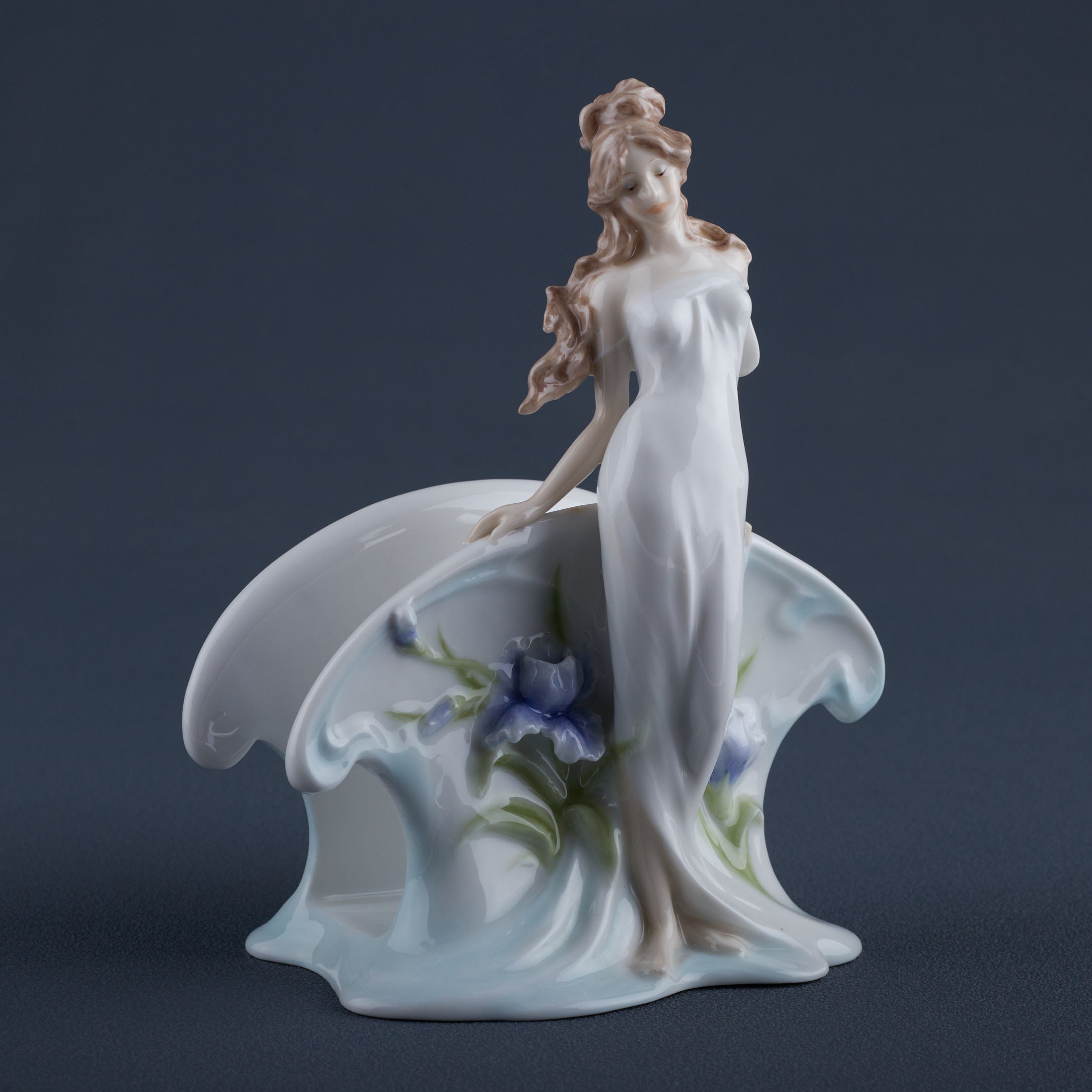 Woman and Blue Iris Napkin Holder
