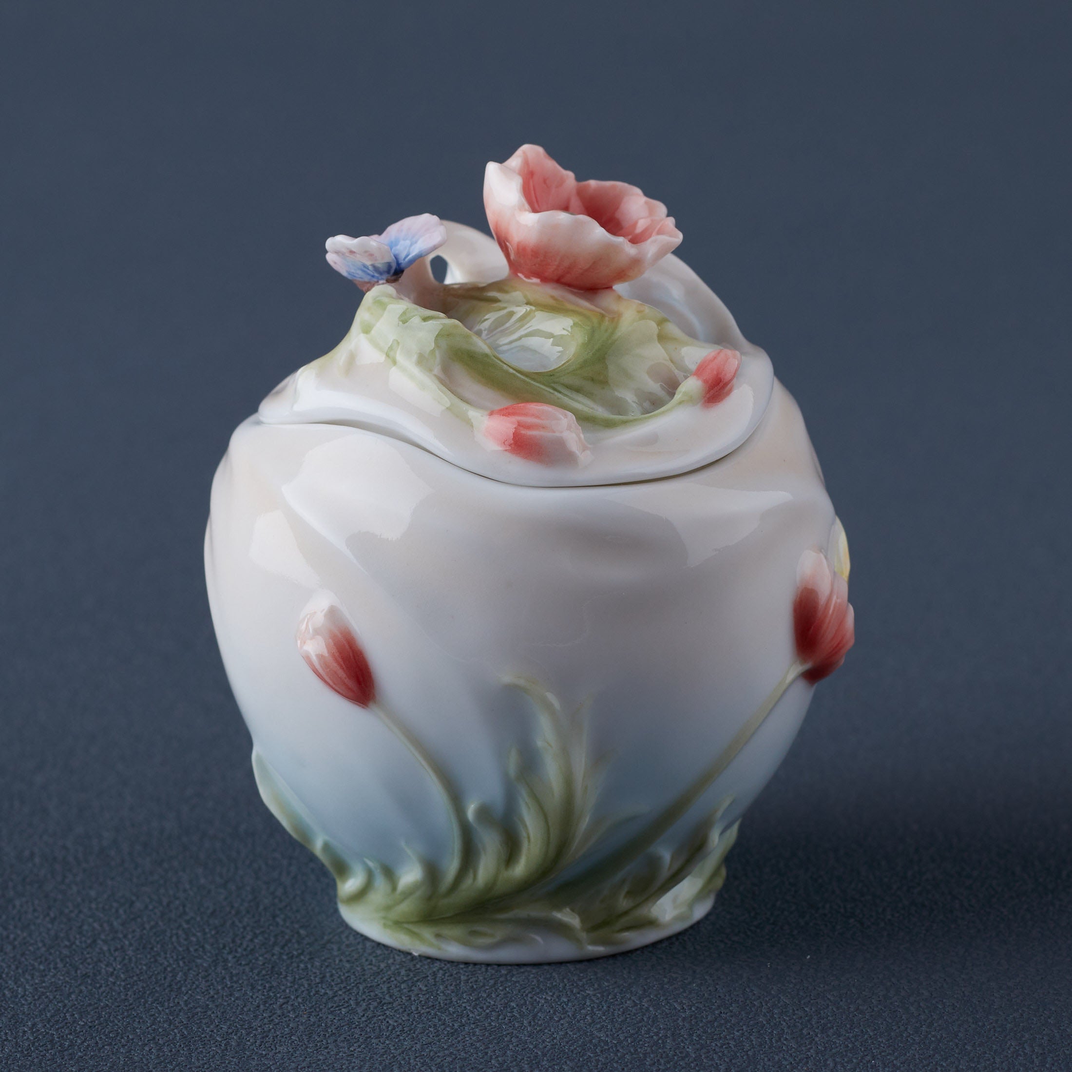 Poppy and Butterfly Condiment Jar