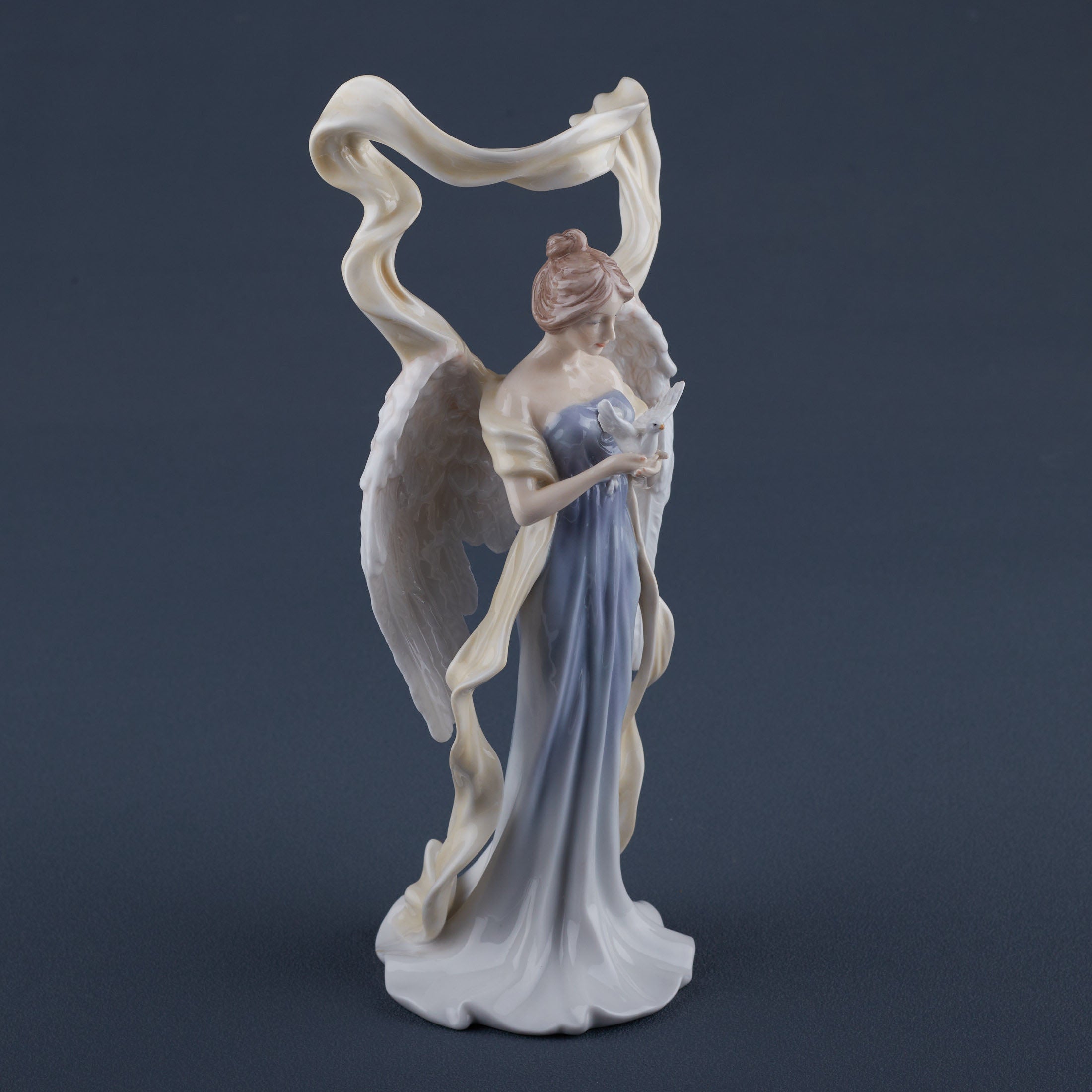 Angel Facing Front Holding Dove (Blue Dress)