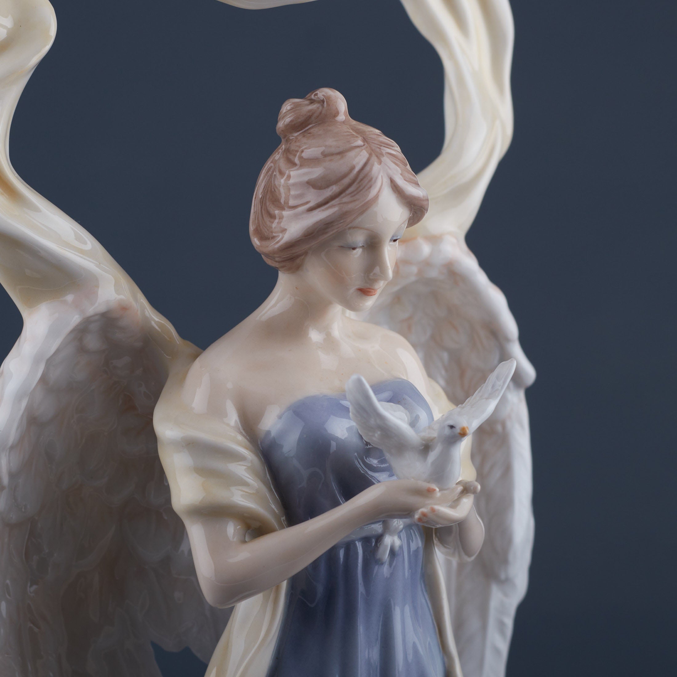 Angel Facing Front Holding Dove (Blue Dress)