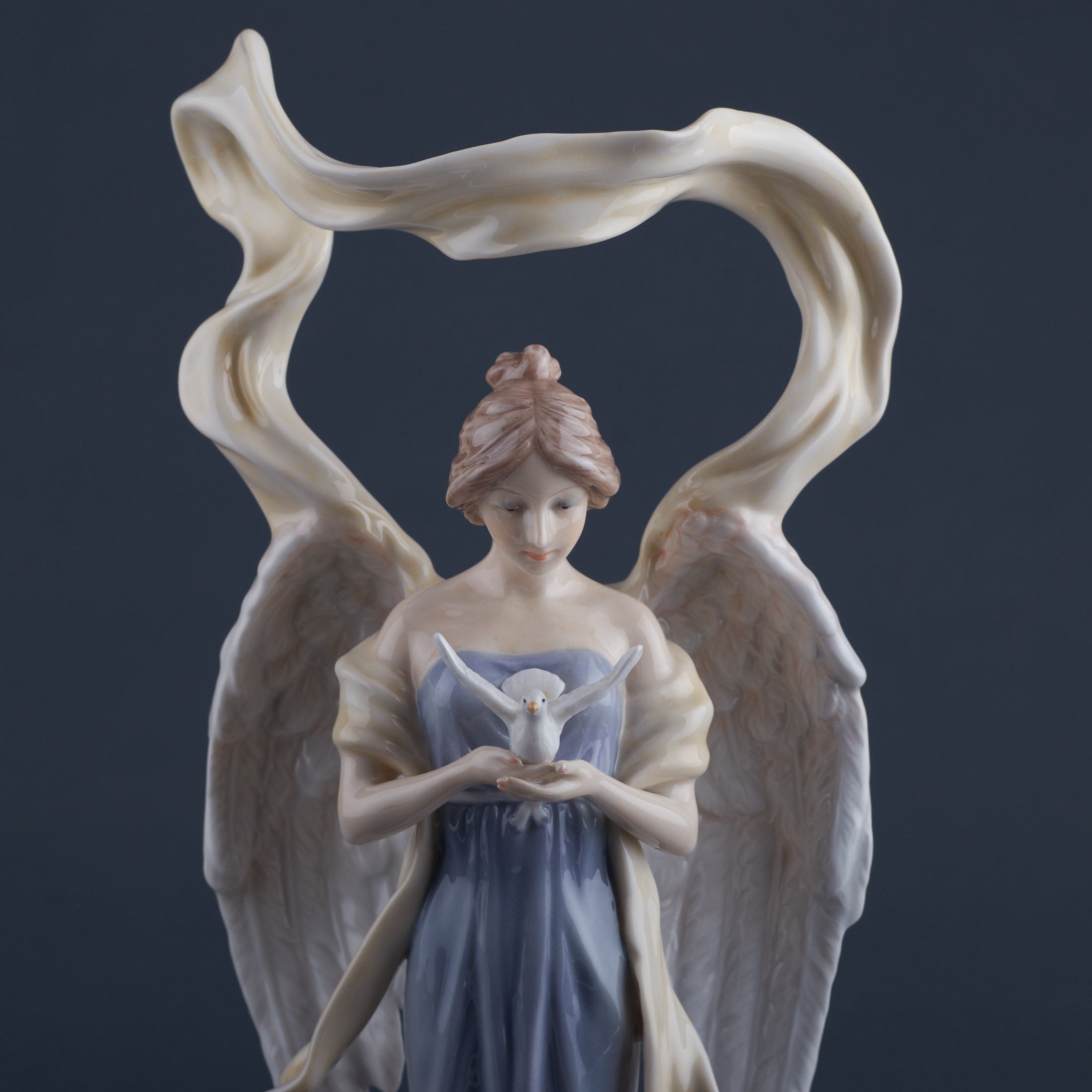 Angel Facing Front Holding Dove (Blue Dress)