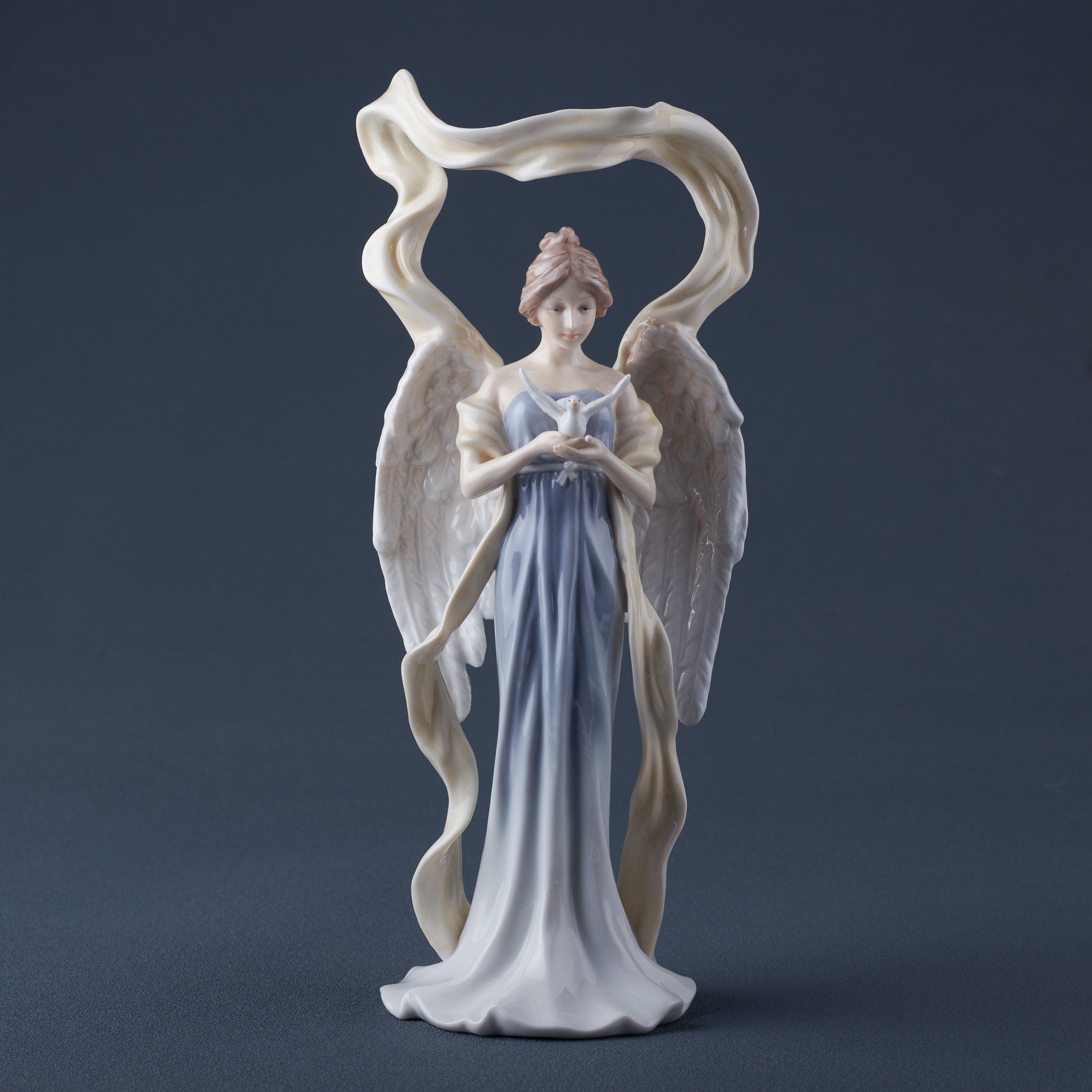 Angel Facing Front Holding Dove (Blue Dress)