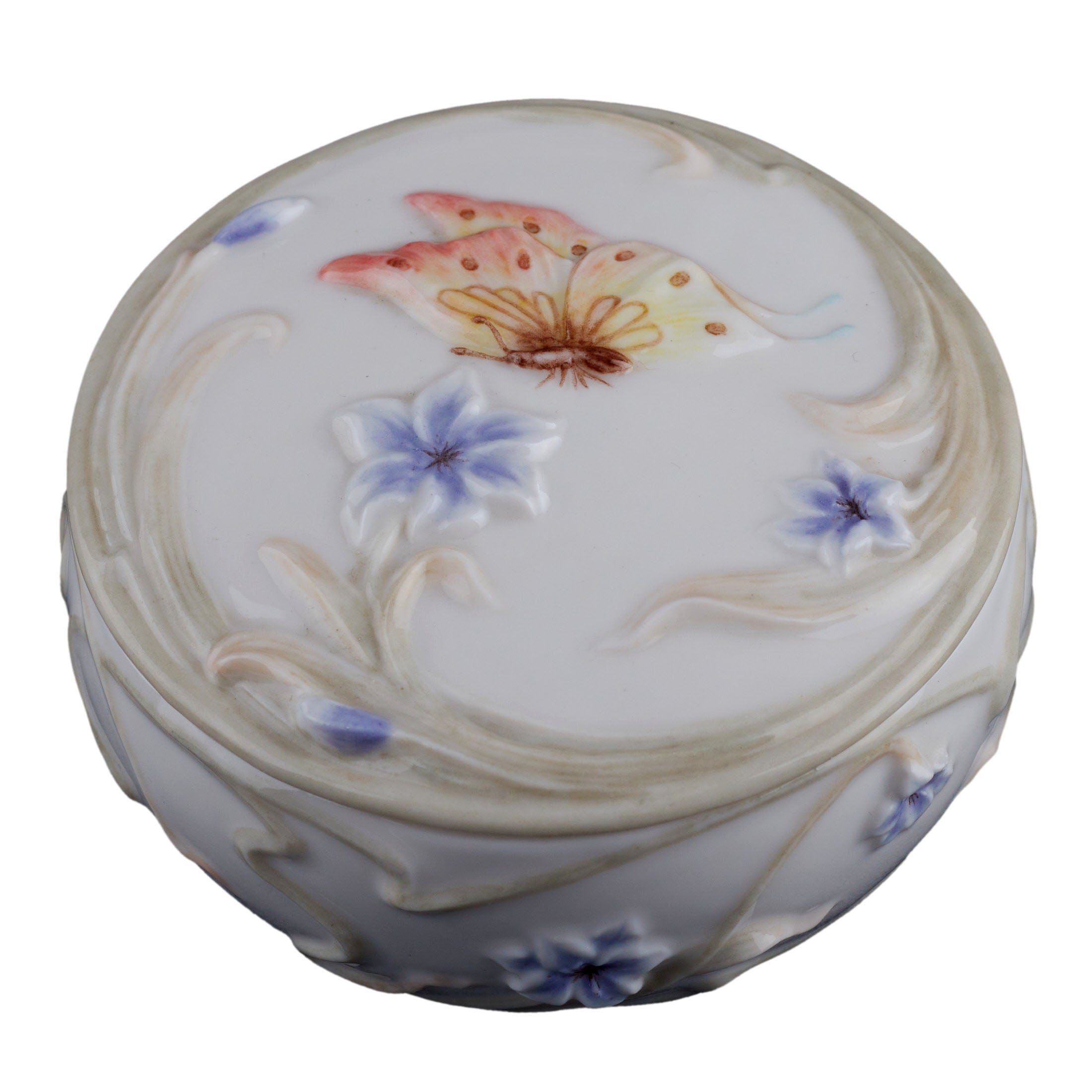 Butterfly and Blue Iris Trinket Box