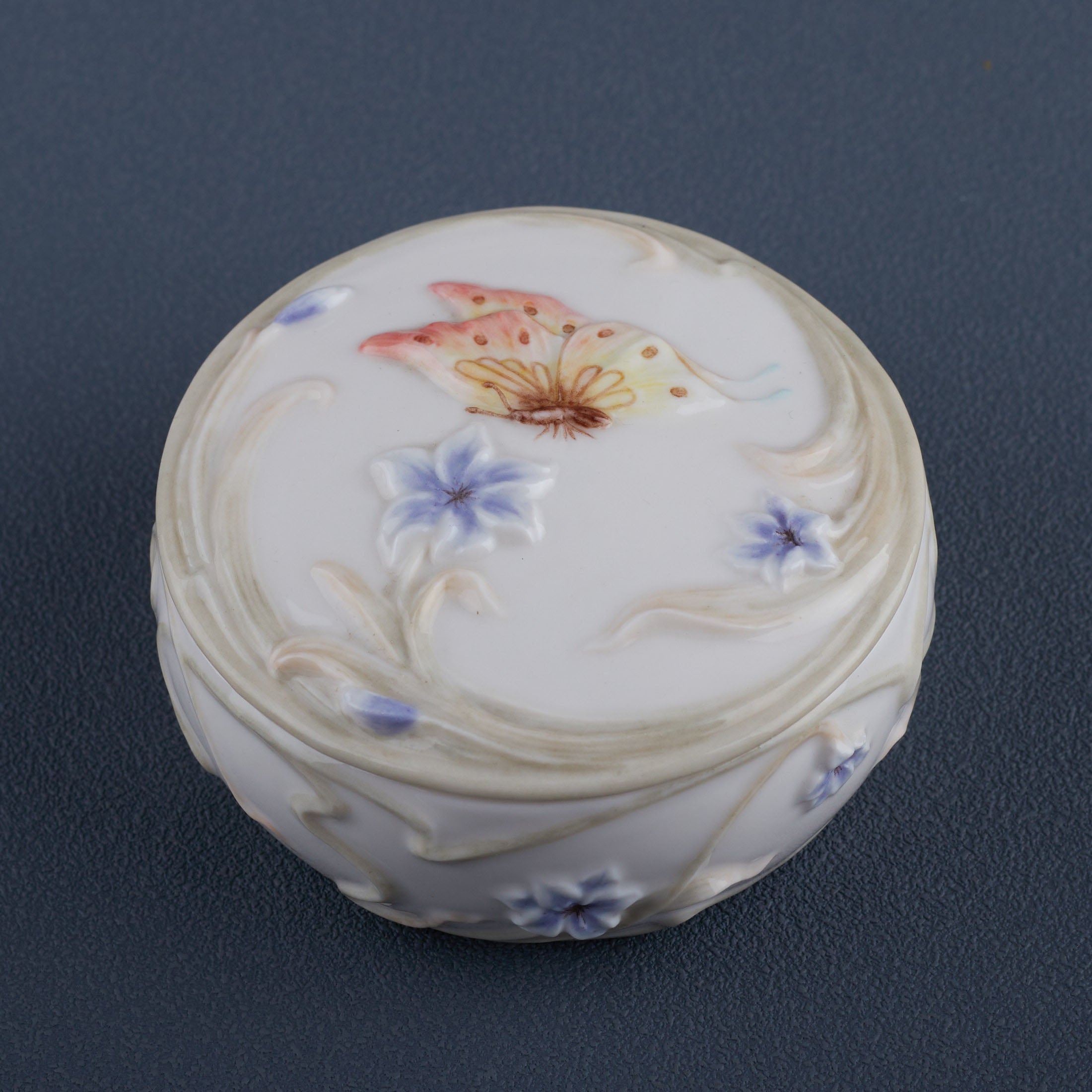 Butterfly and Blue Iris Trinket Box