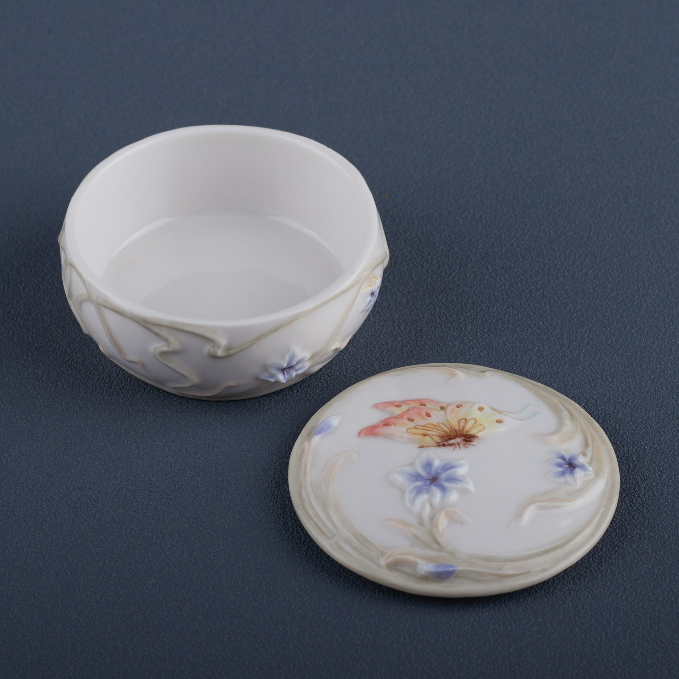 Butterfly and Blue Iris Trinket Box