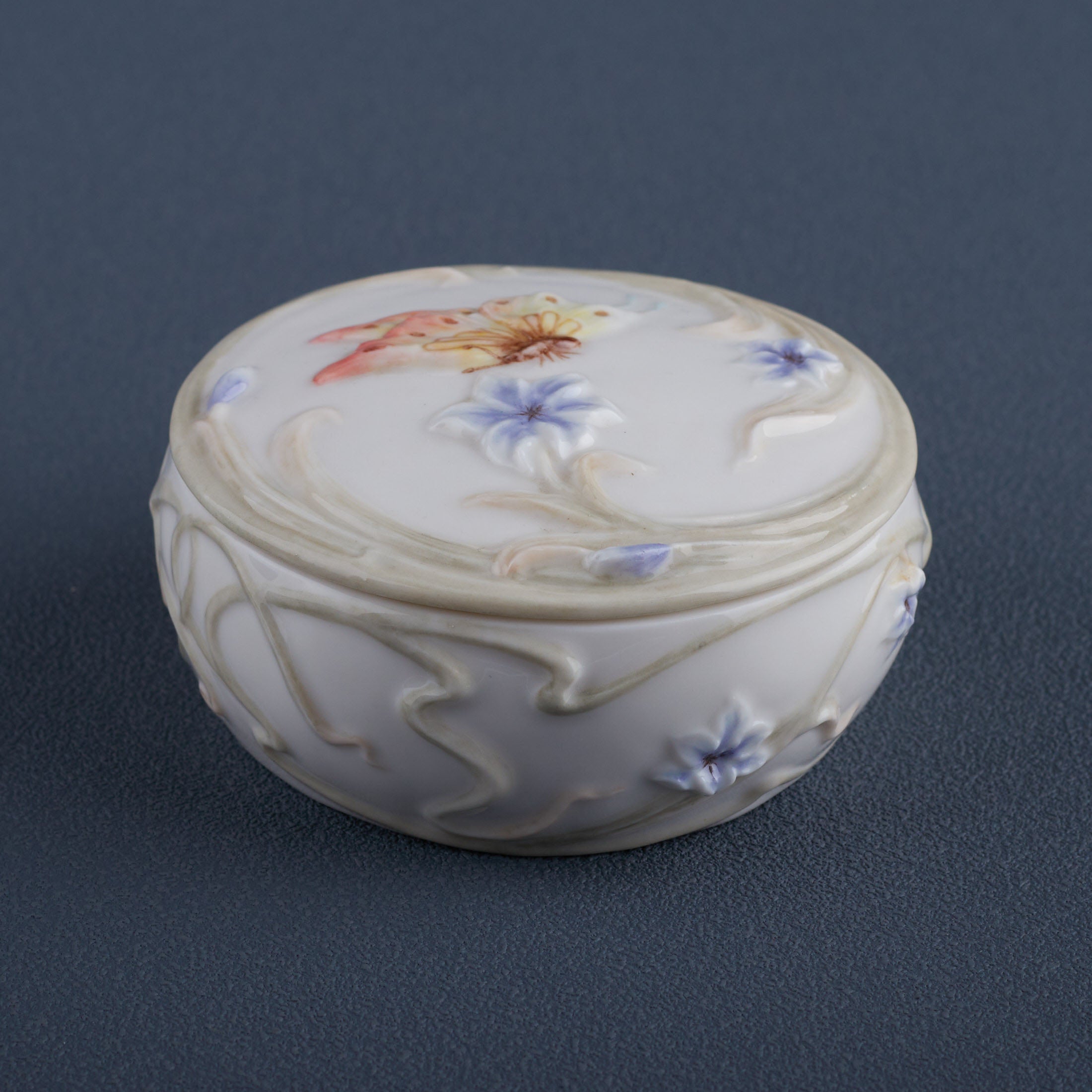 Butterfly and Blue Iris Trinket Box