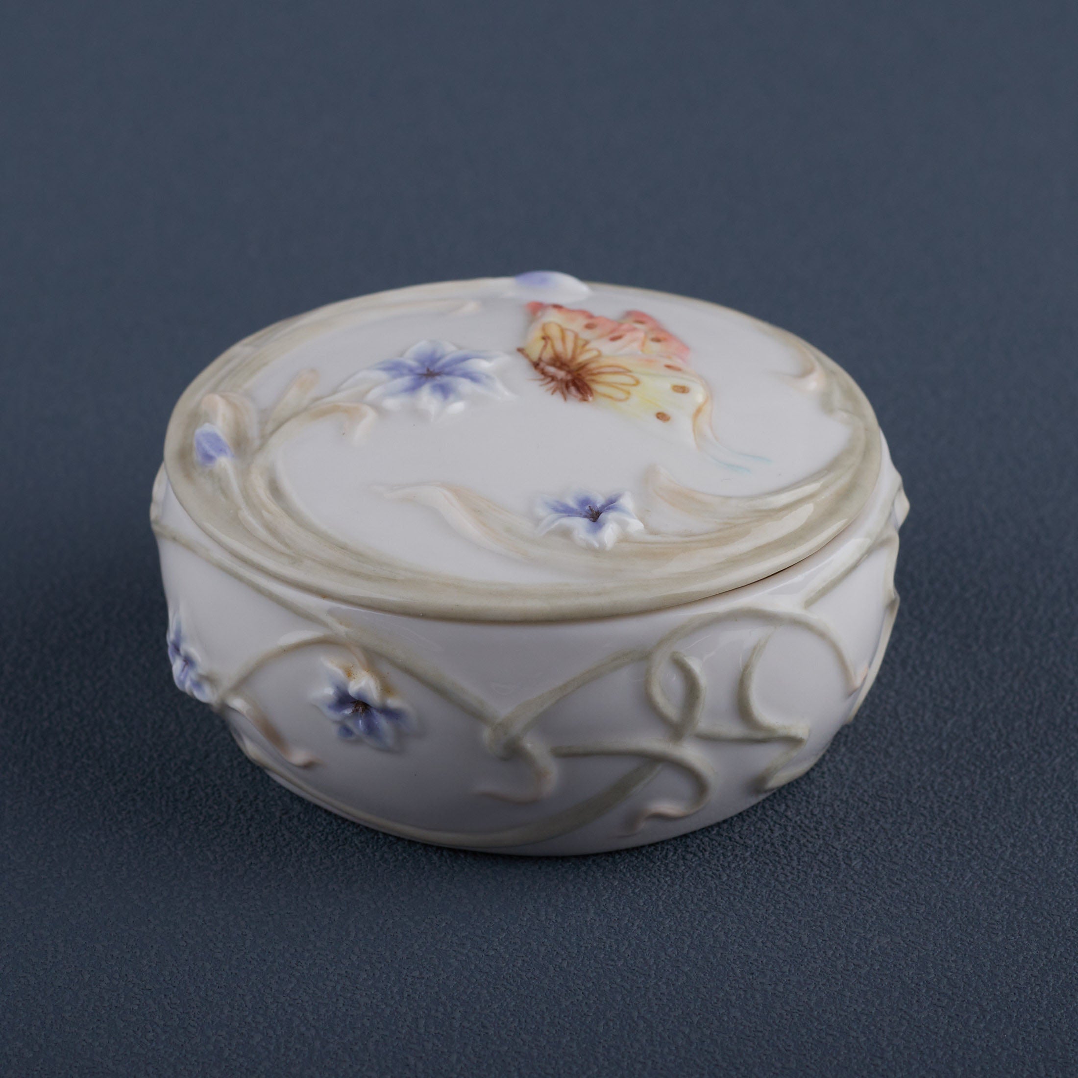Butterfly and Blue Iris Trinket Box