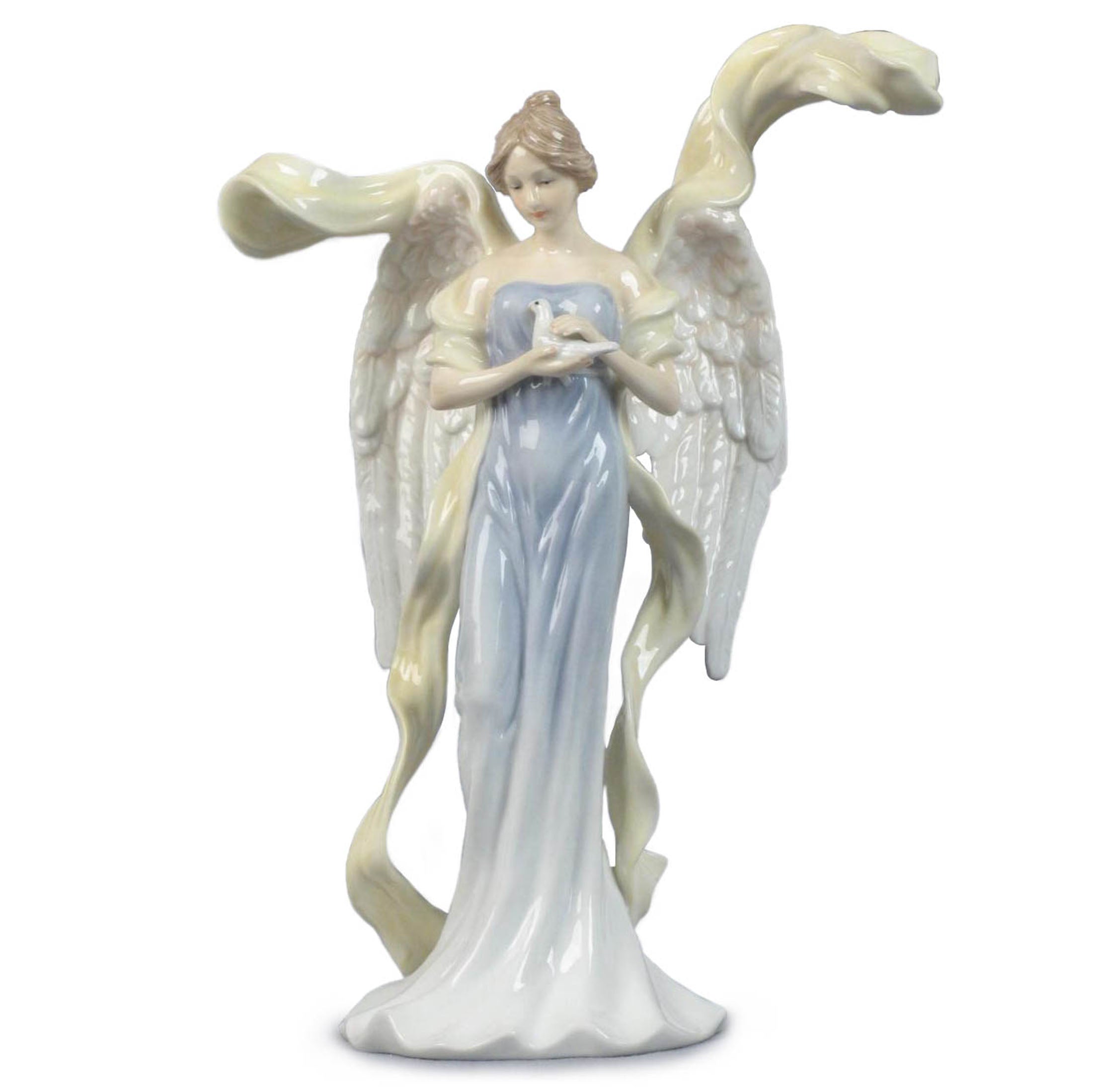 Angel Facing Right Holding Dove (Blue Dress)