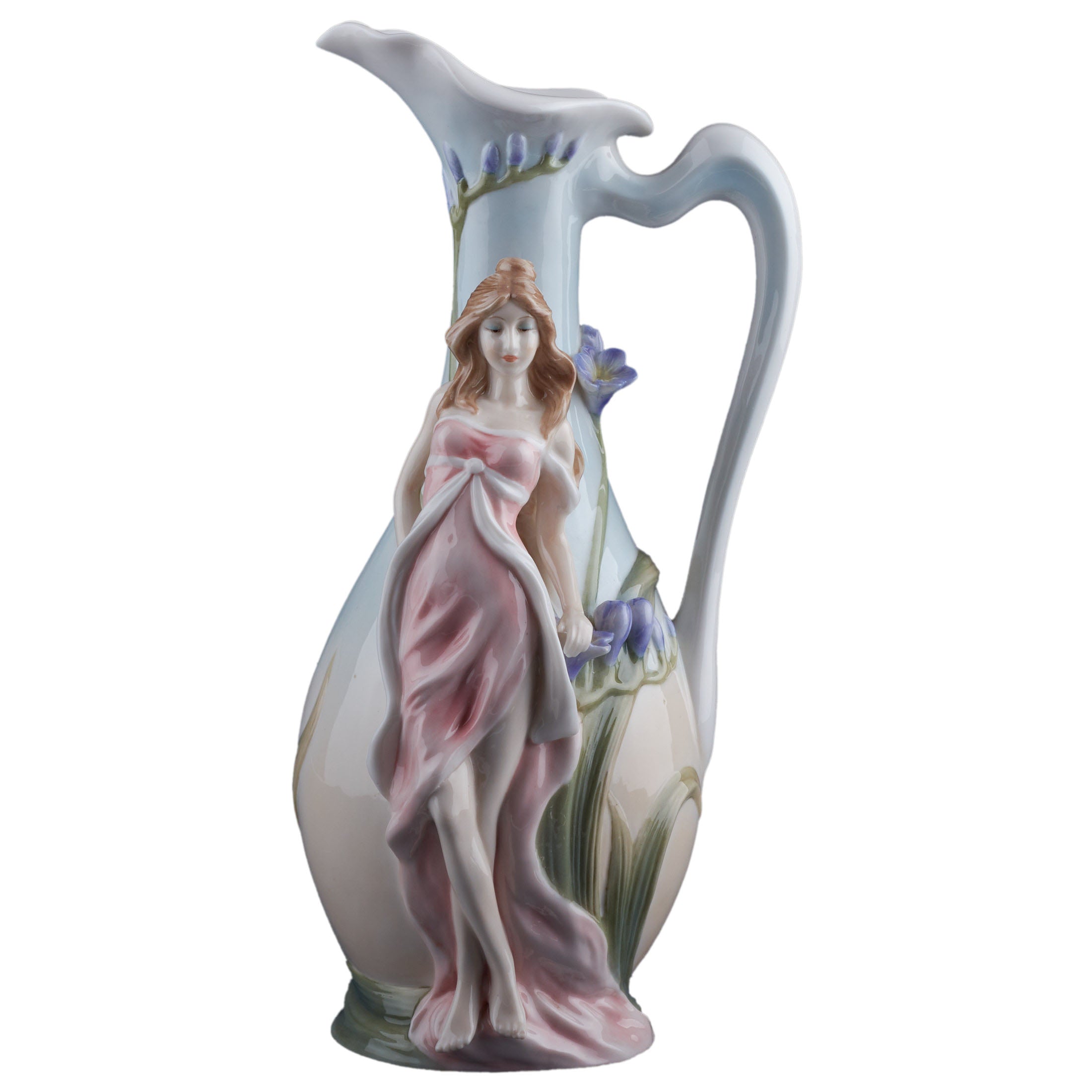 Maiden With Purple Freesia Water Jug Vase