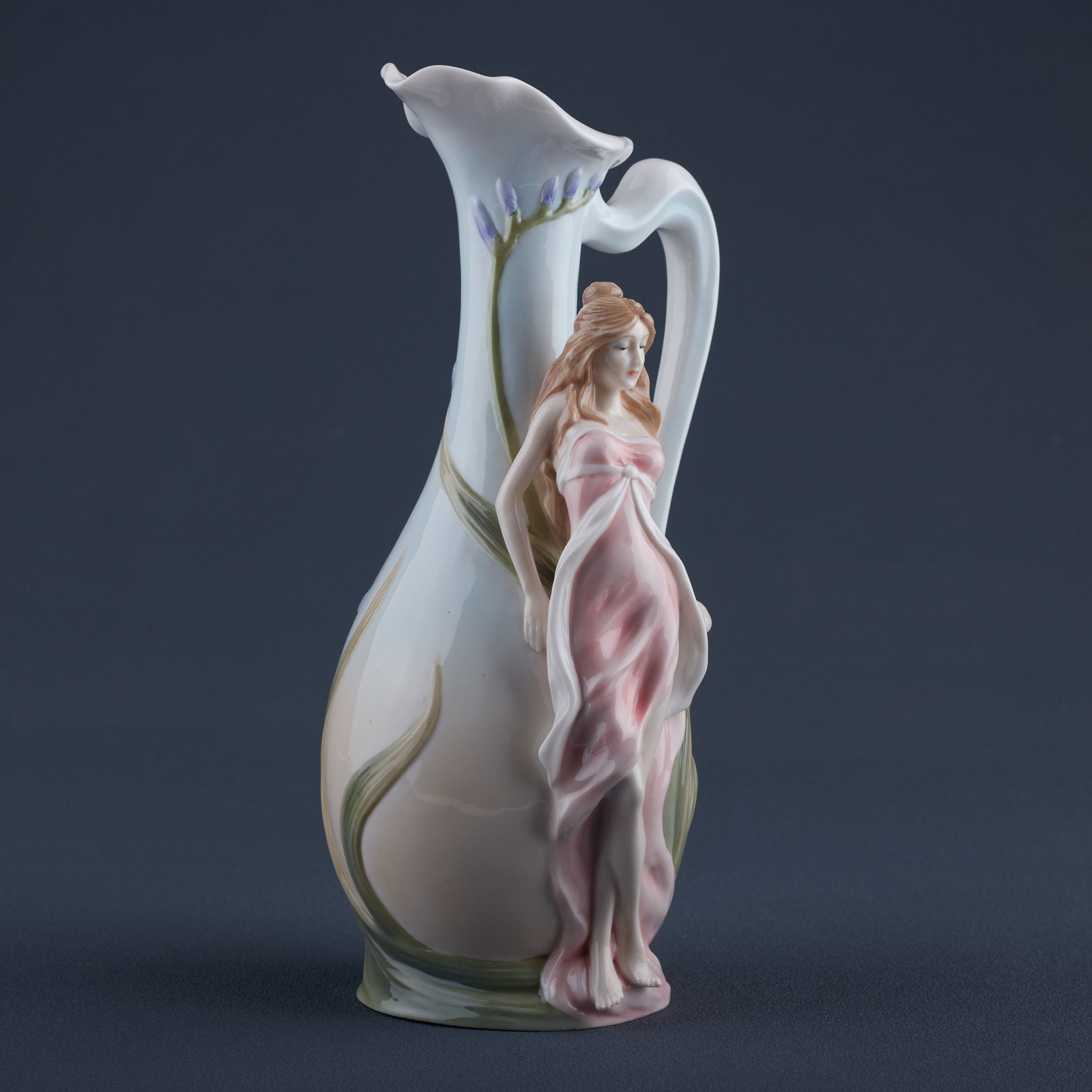 Maiden With Purple Freesia Water Jug Vase