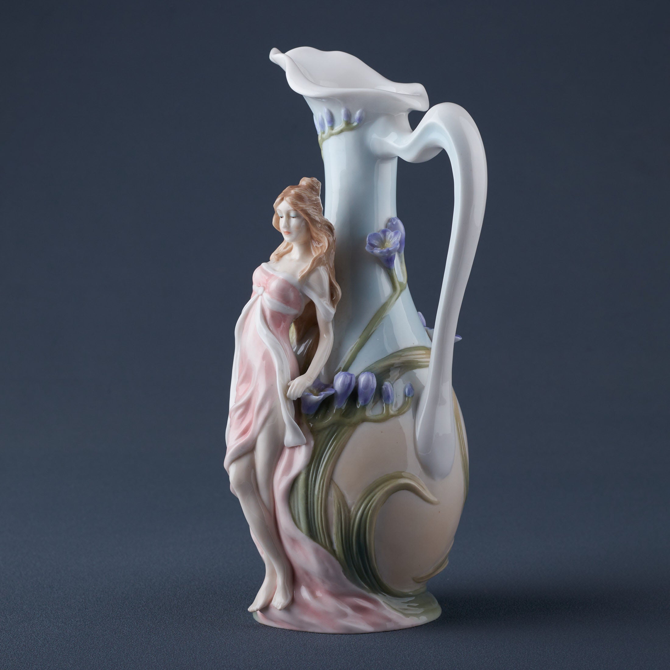 Maiden With Purple Freesia Water Jug Vase