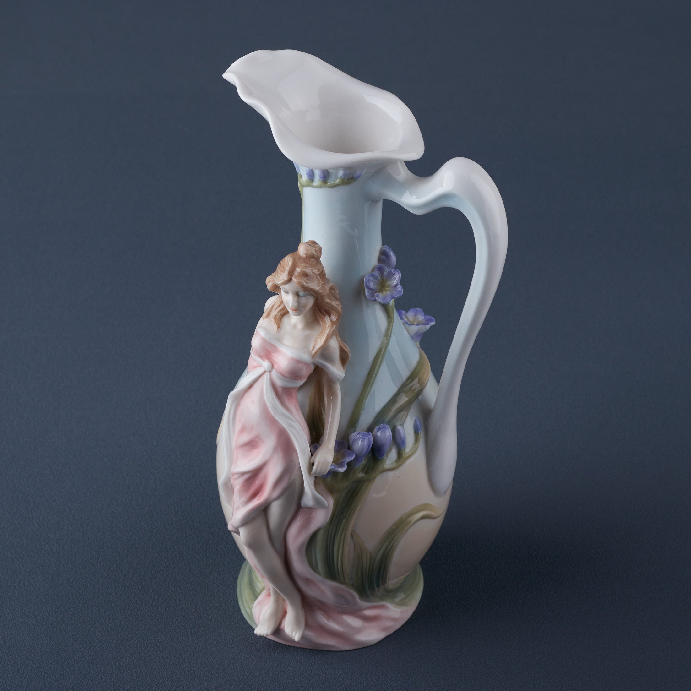 Maiden With Purple Freesia Water Jug Vase
