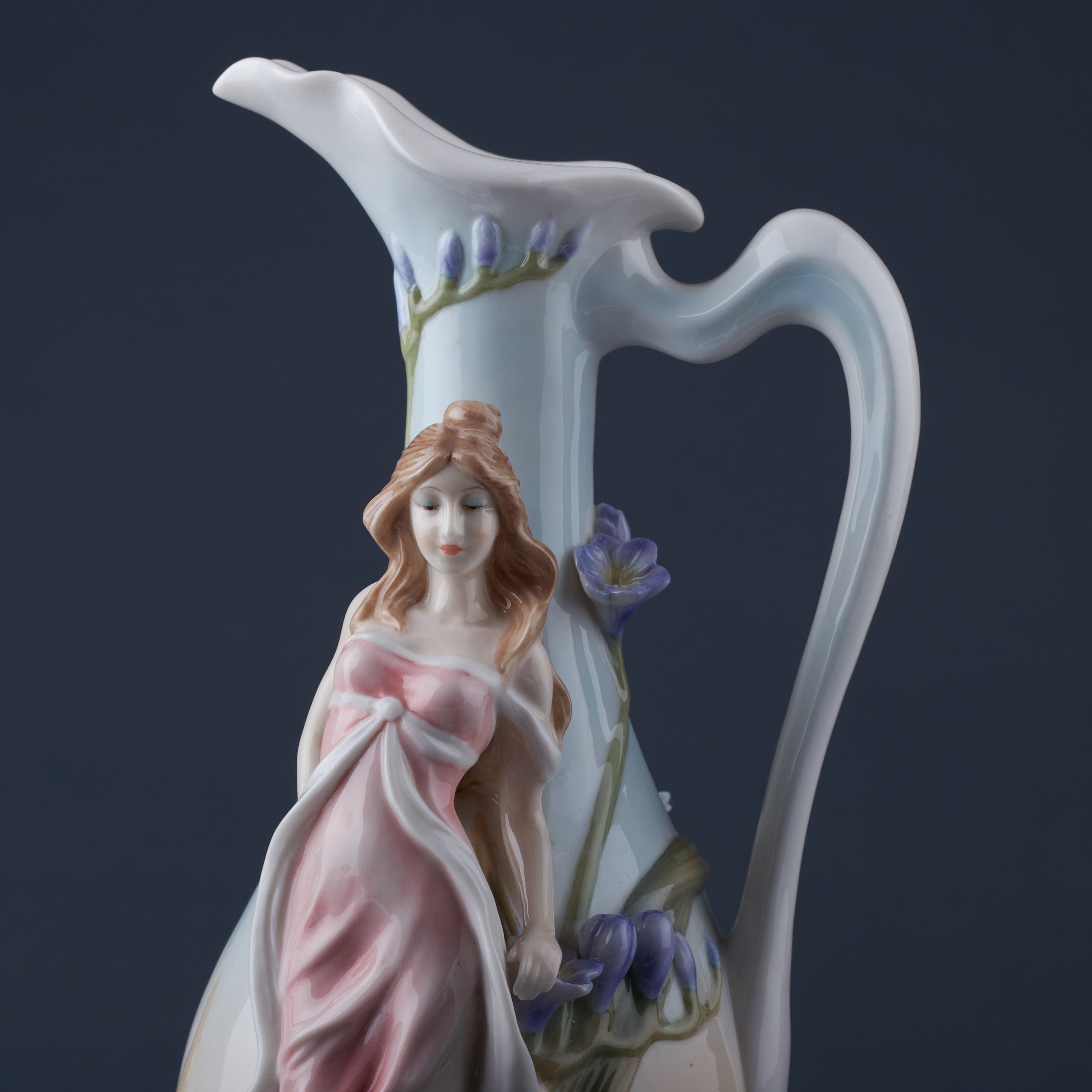 Maiden With Purple Freesia Water Jug Vase