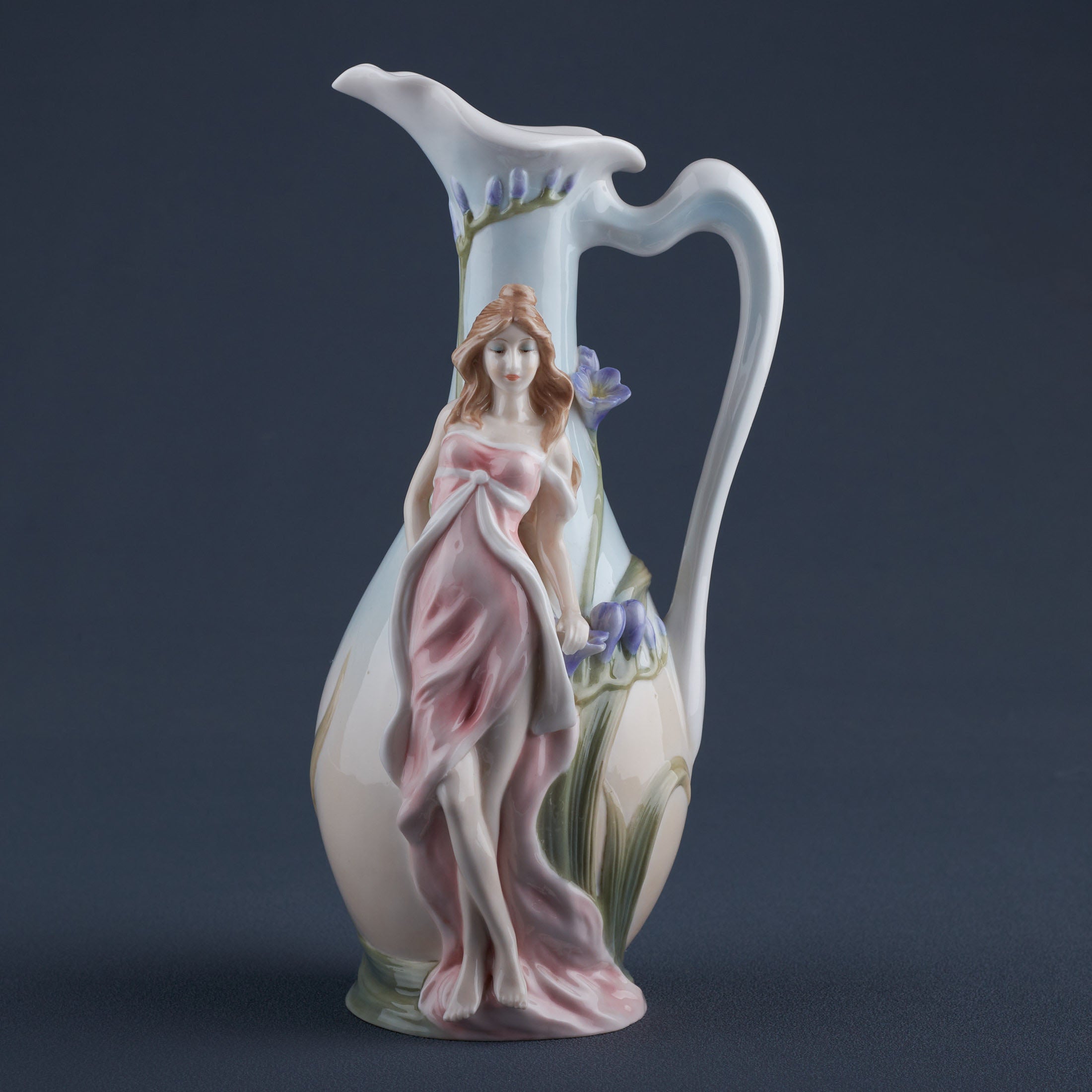 Maiden With Purple Freesia Water Jug Vase