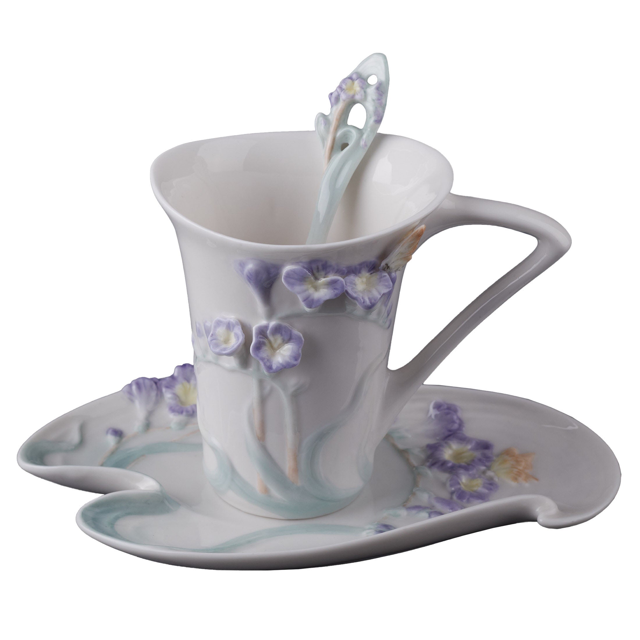 Freesia 3 Pcs Coffee Cup Set (Purple Flower)