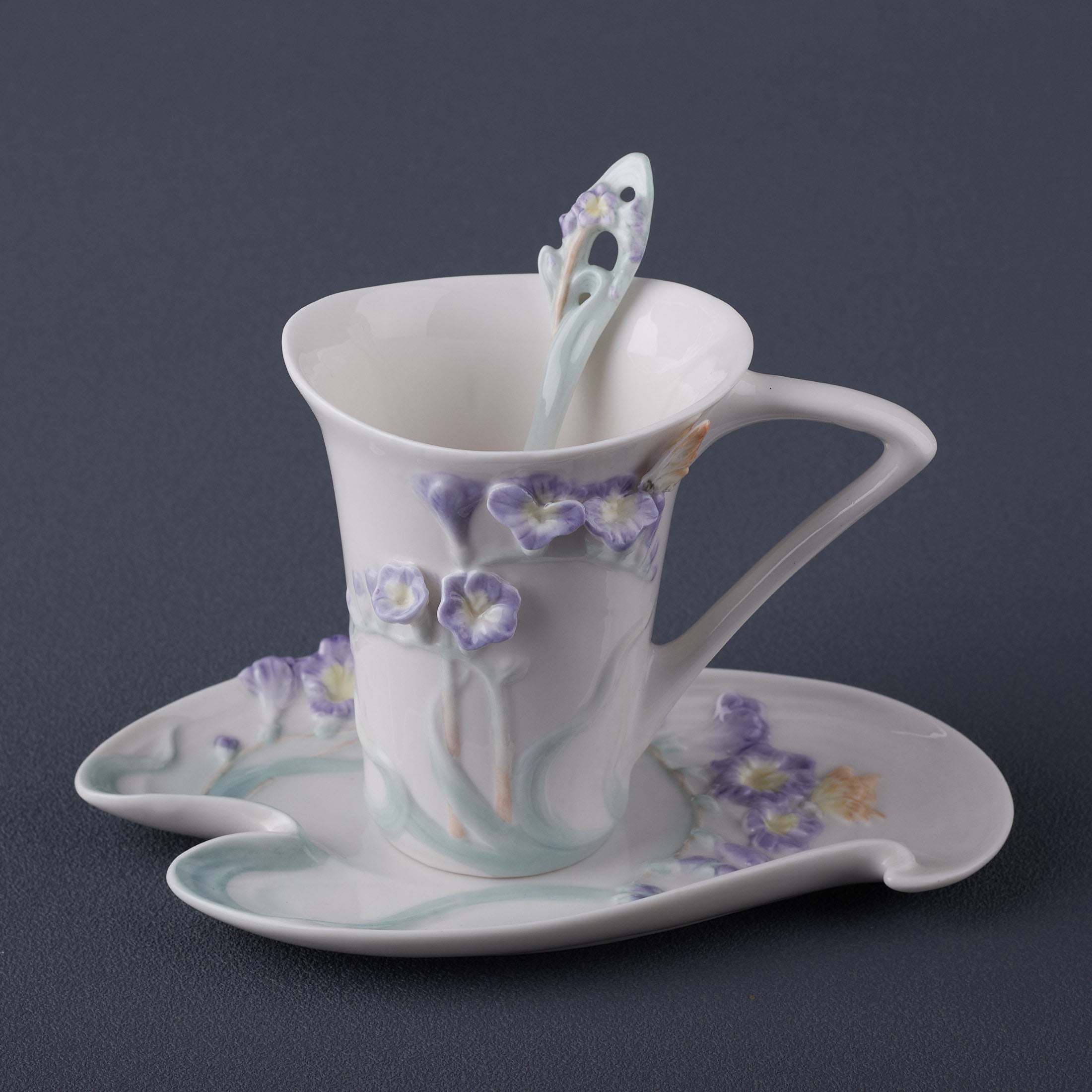 Freesia 3 Pcs Coffee Cup Set (Purple Flower)