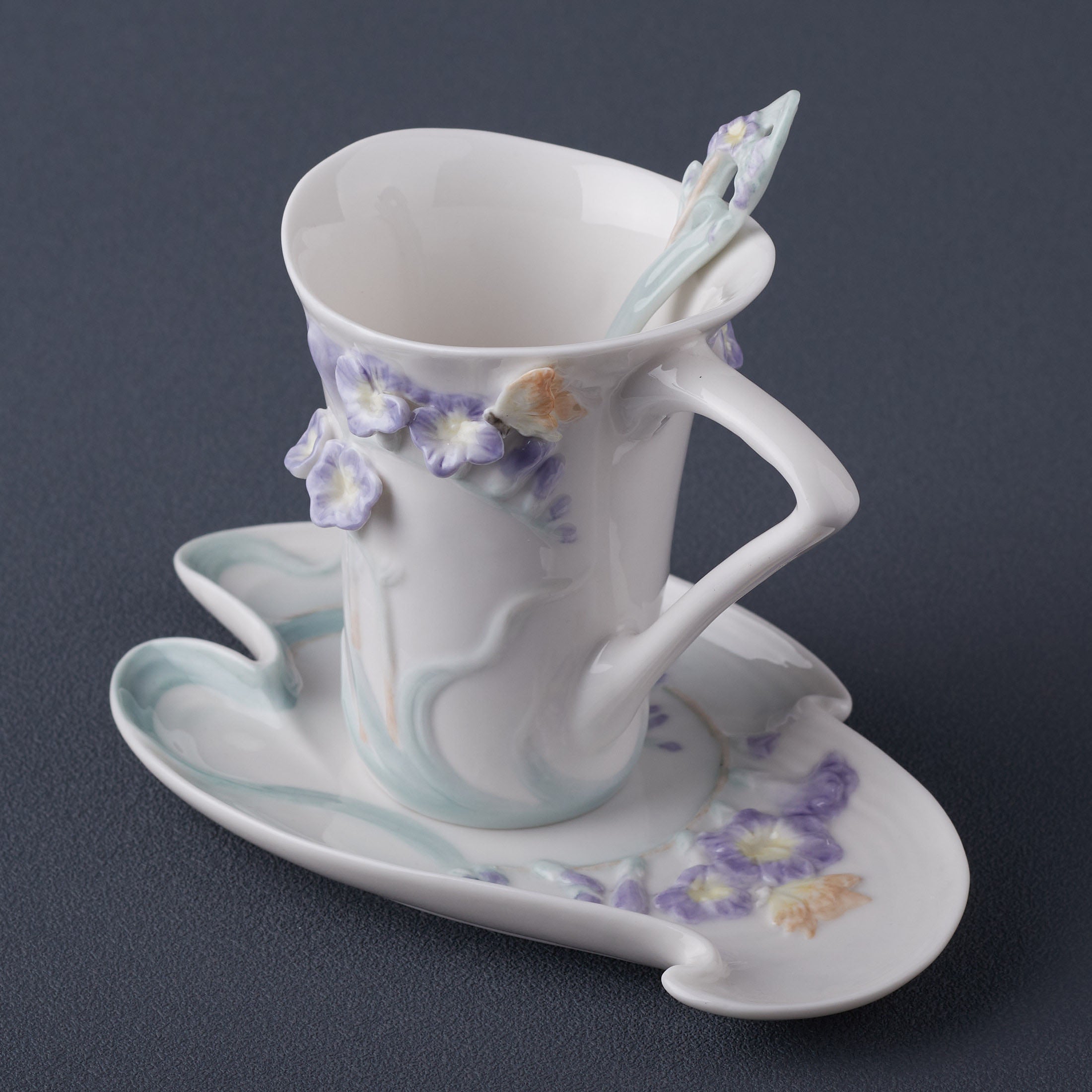 Freesia 3 Pcs Coffee Cup Set (Purple Flower)