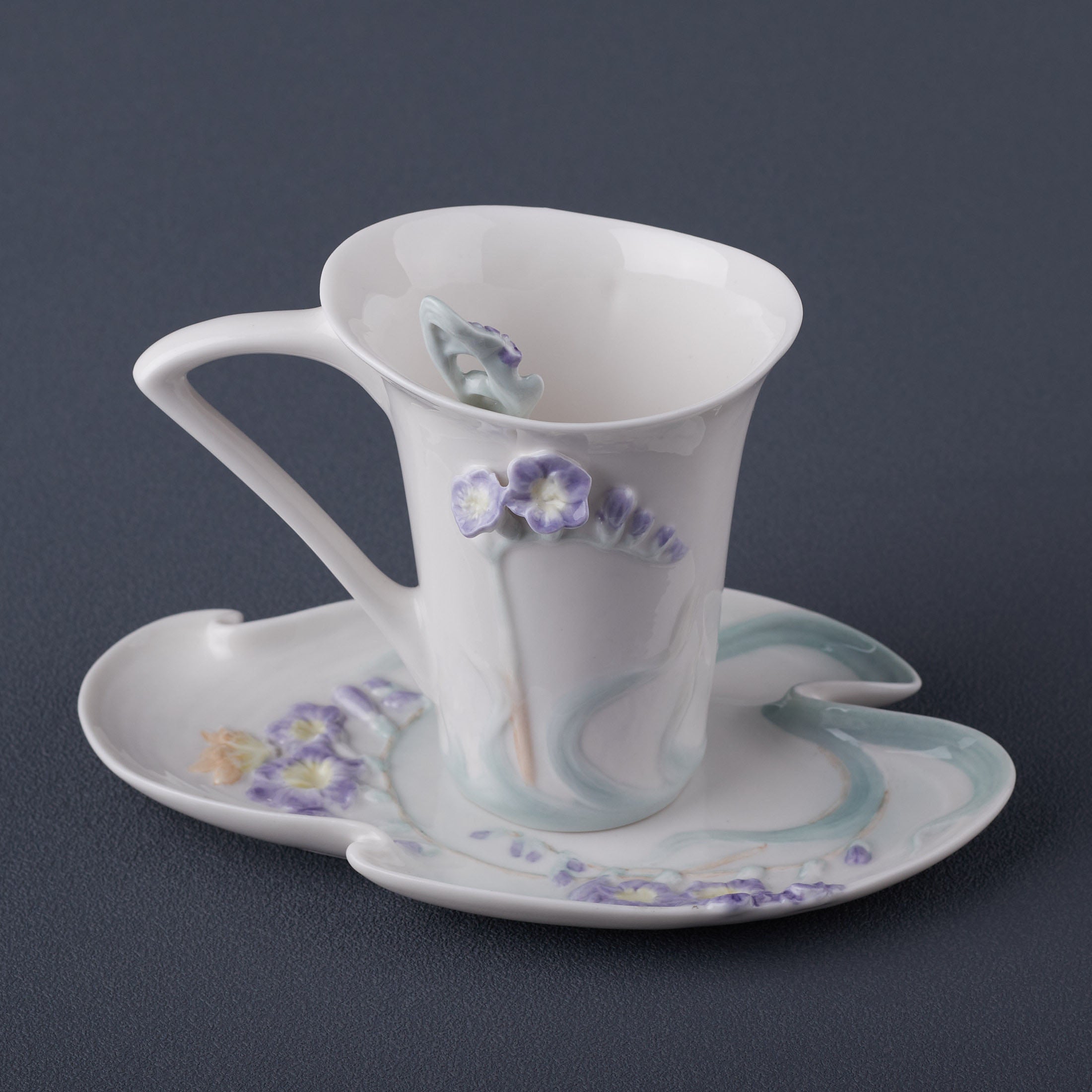 Freesia 3 Pcs Coffee Cup Set (Purple Flower)