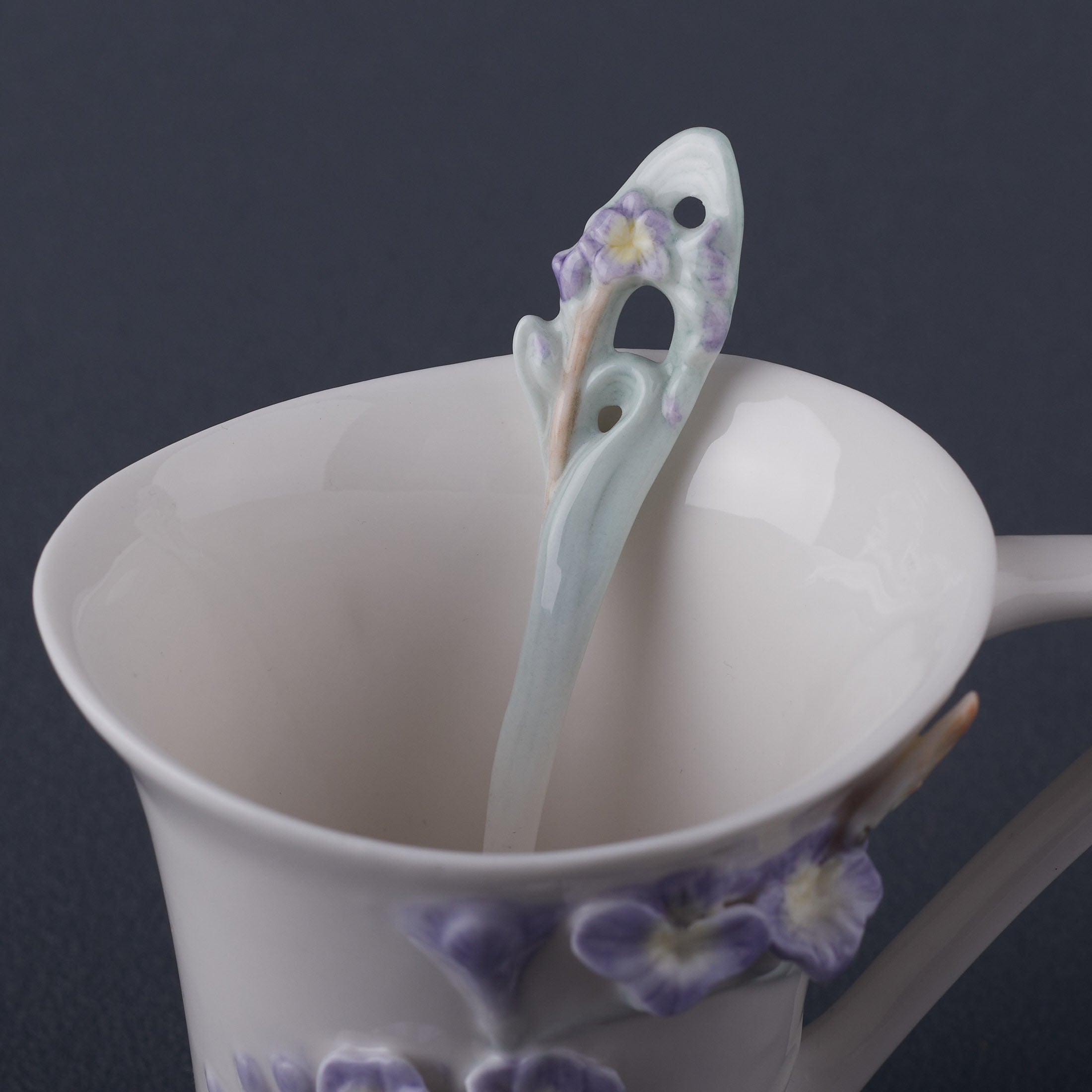 Freesia 3 Pcs Coffee Cup Set (Purple Flower)