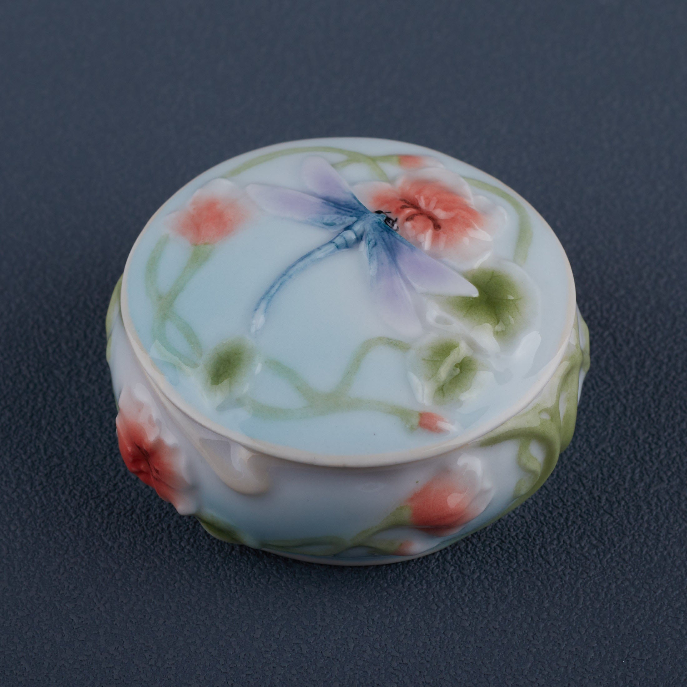 Dragonfly and Poppy Trinket Box
