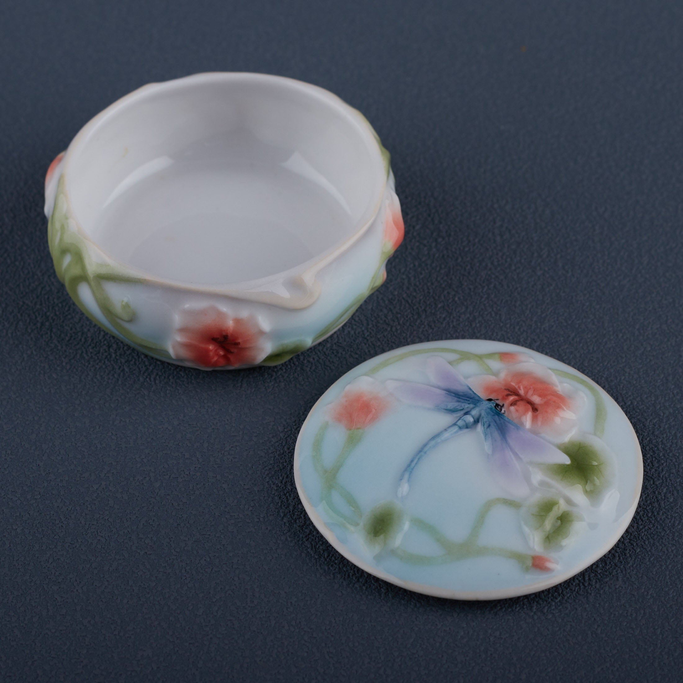 Dragonfly and Poppy Trinket Box