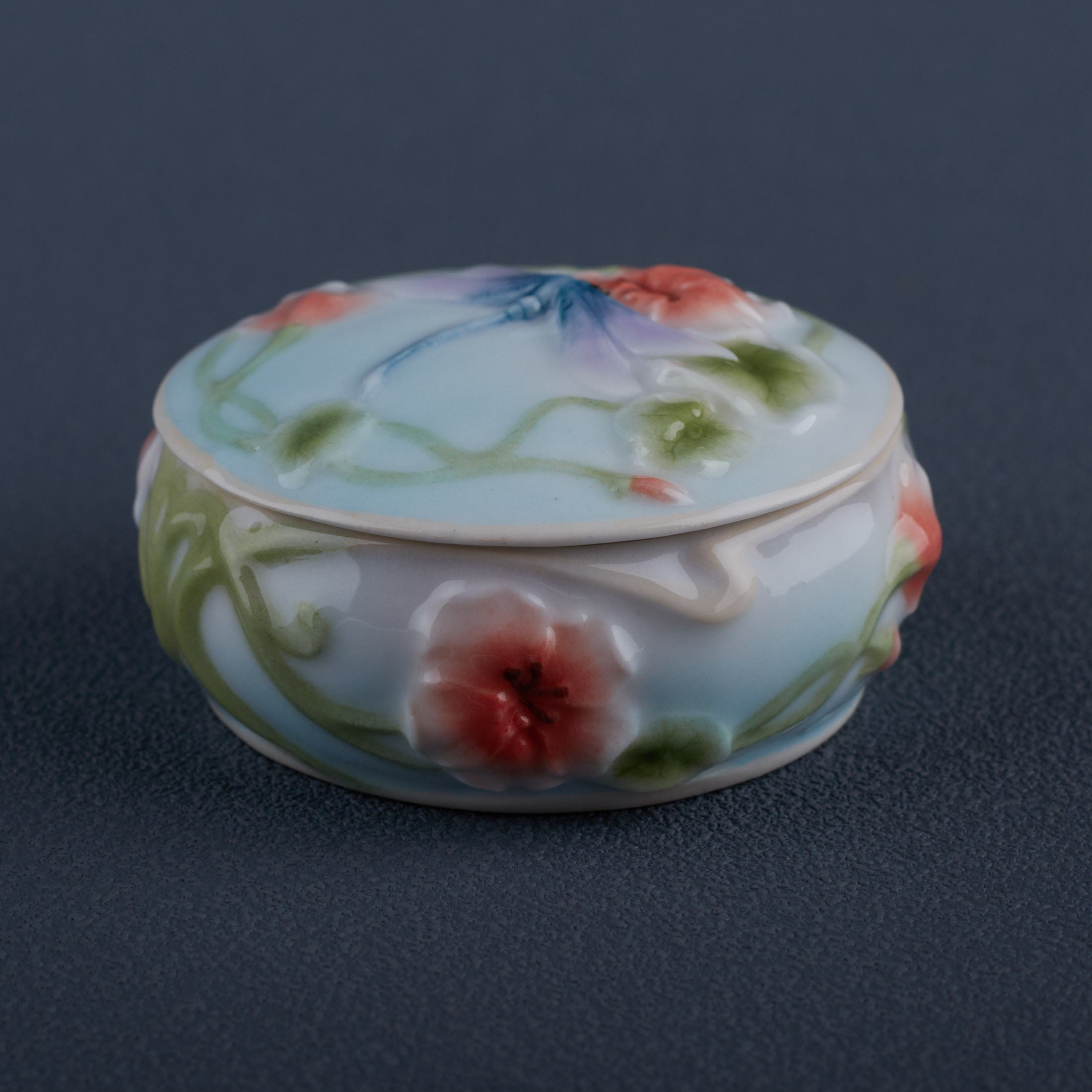 Dragonfly and Poppy Trinket Box