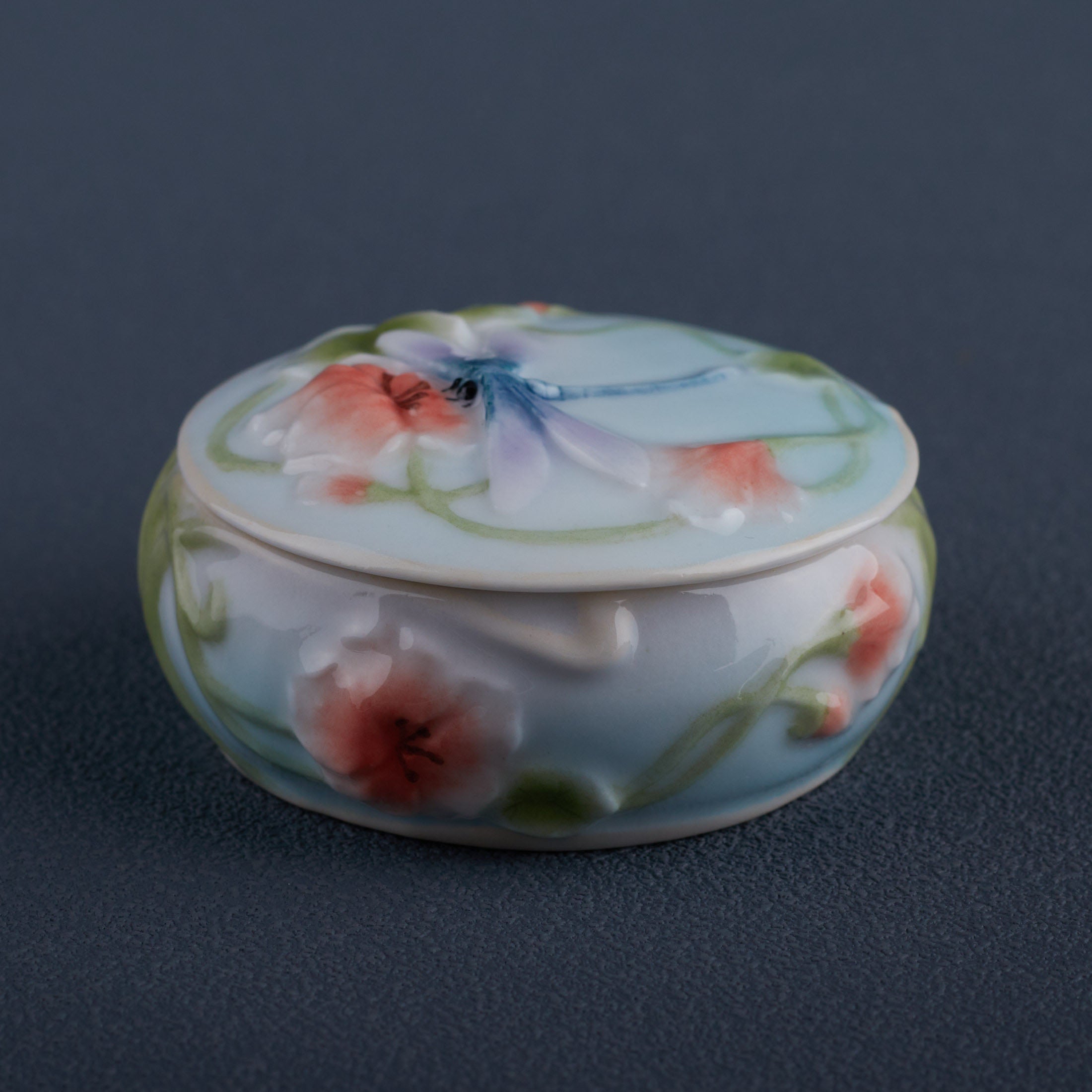 Dragonfly and Poppy Trinket Box