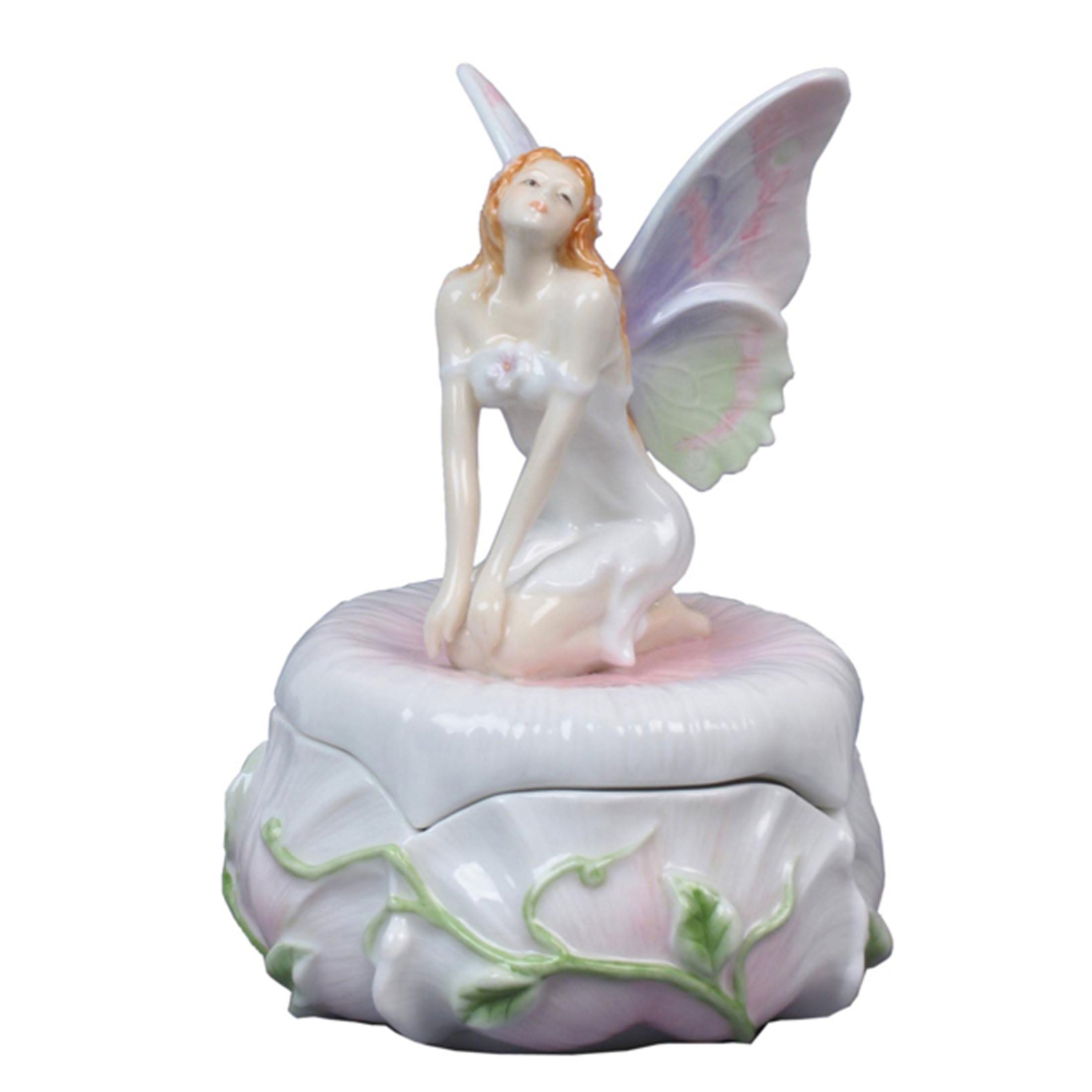Fairy Kneeling On Pink Trinket Box