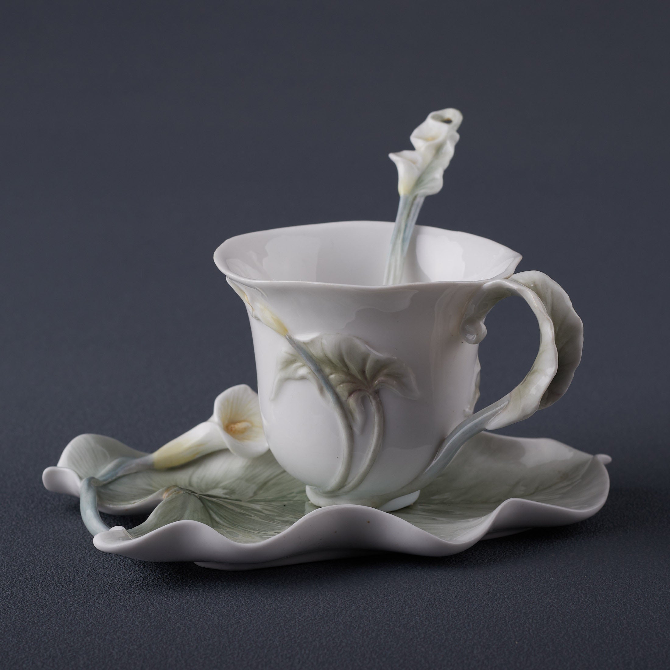 Calla Lily Coffee Cup Set With Spoon