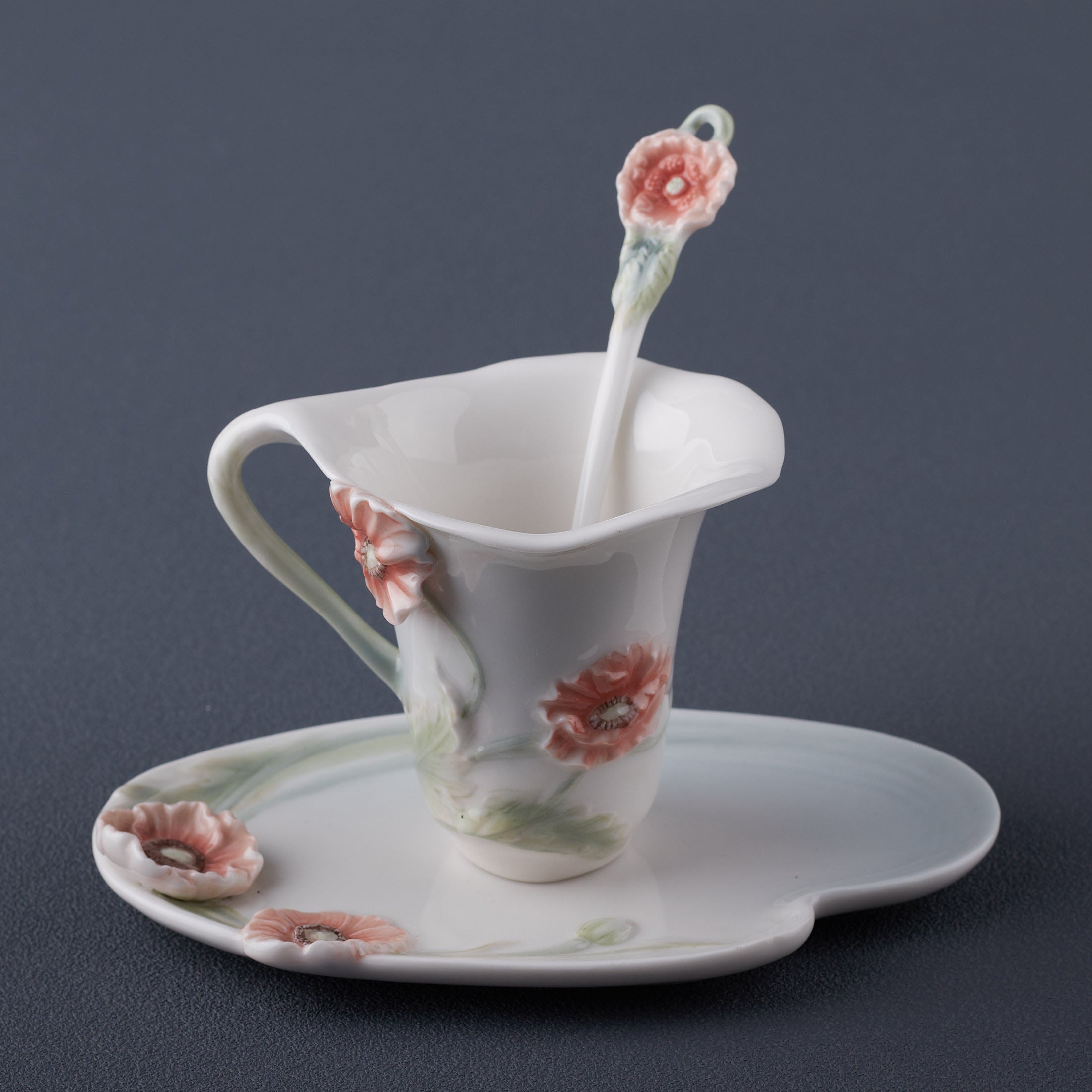 Poppy Coffee Cup Set With Spoon