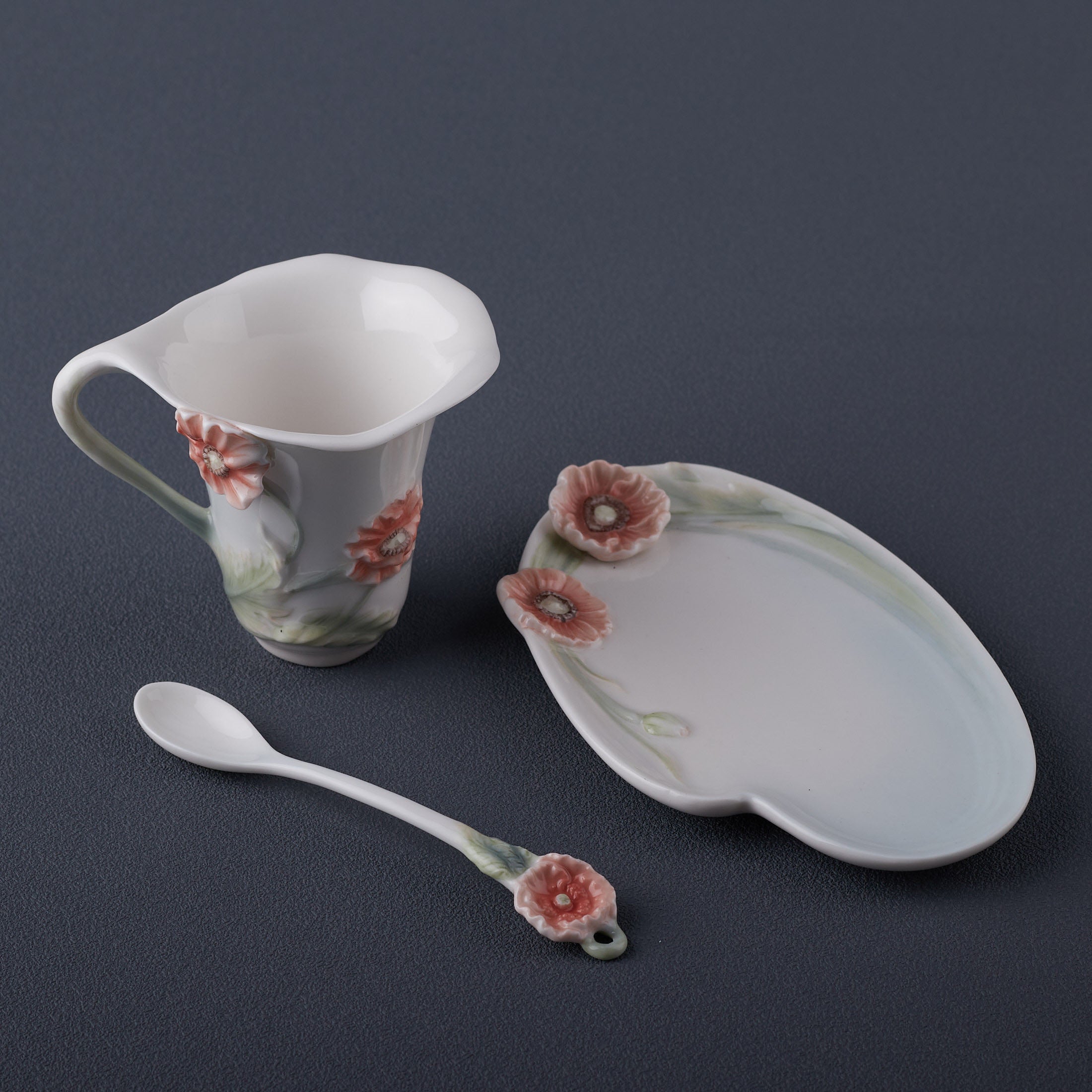 Poppy Coffee Cup Set With Spoon