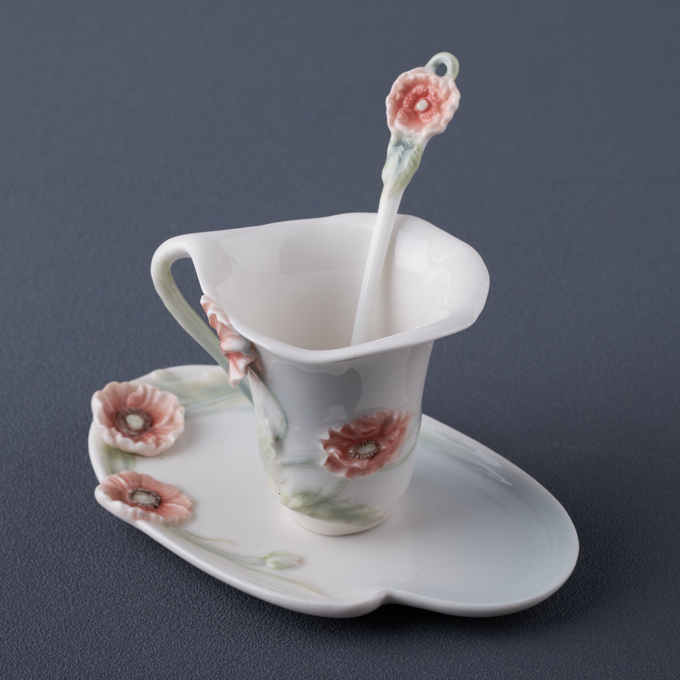 Poppy Coffee Cup Set With Spoon