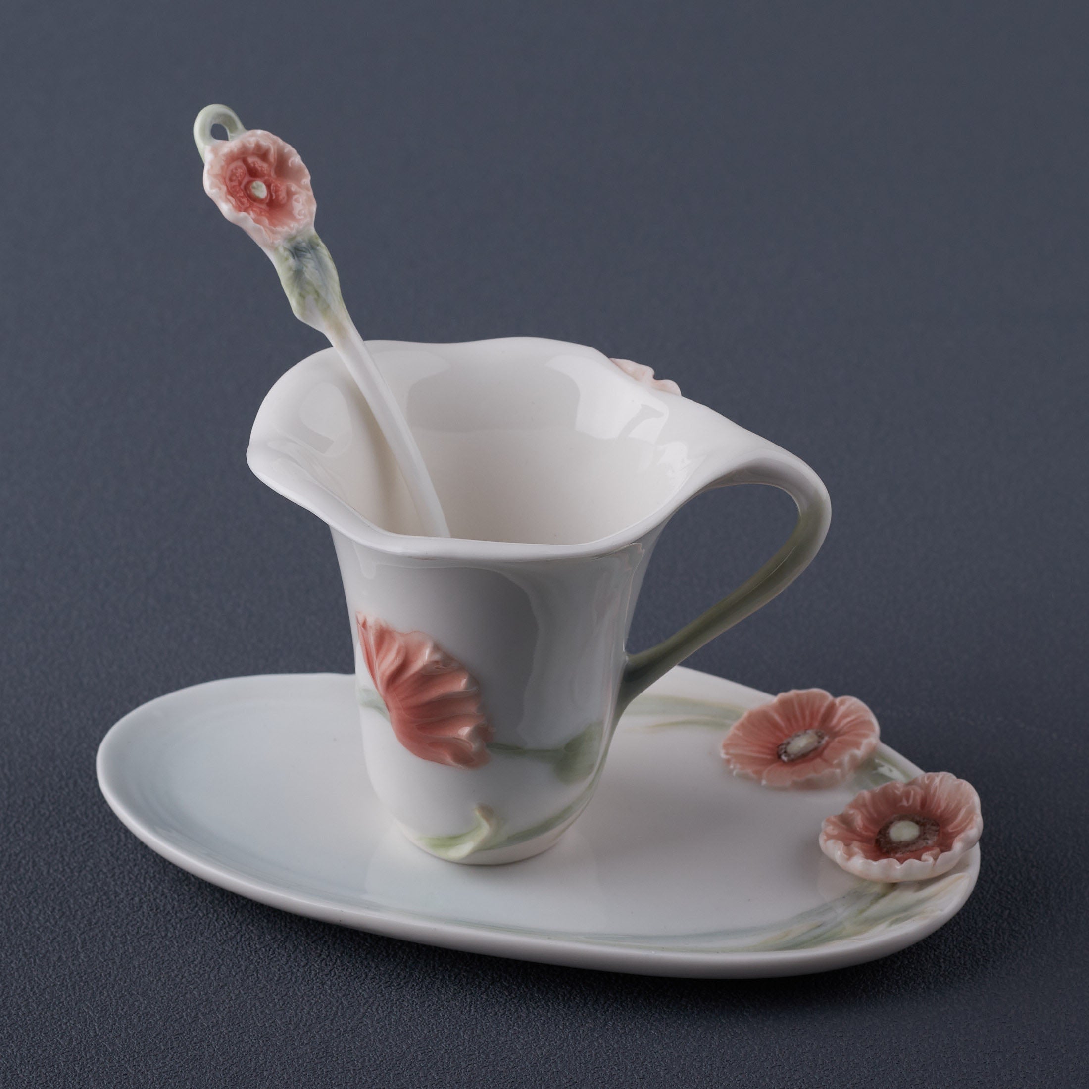 Poppy Coffee Cup Set With Spoon