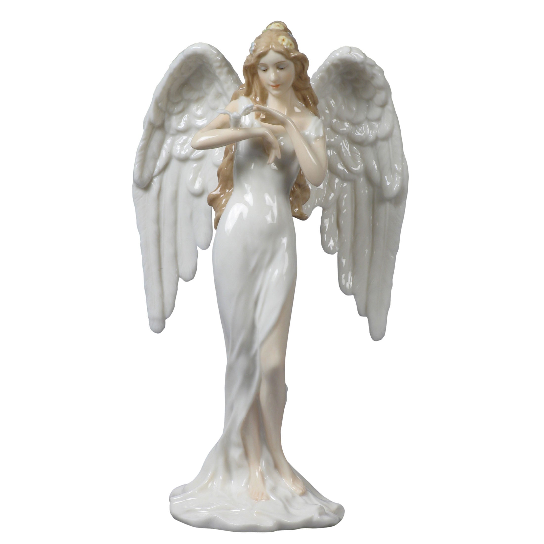 Guardian Angel Angel With Dove (White Dress)