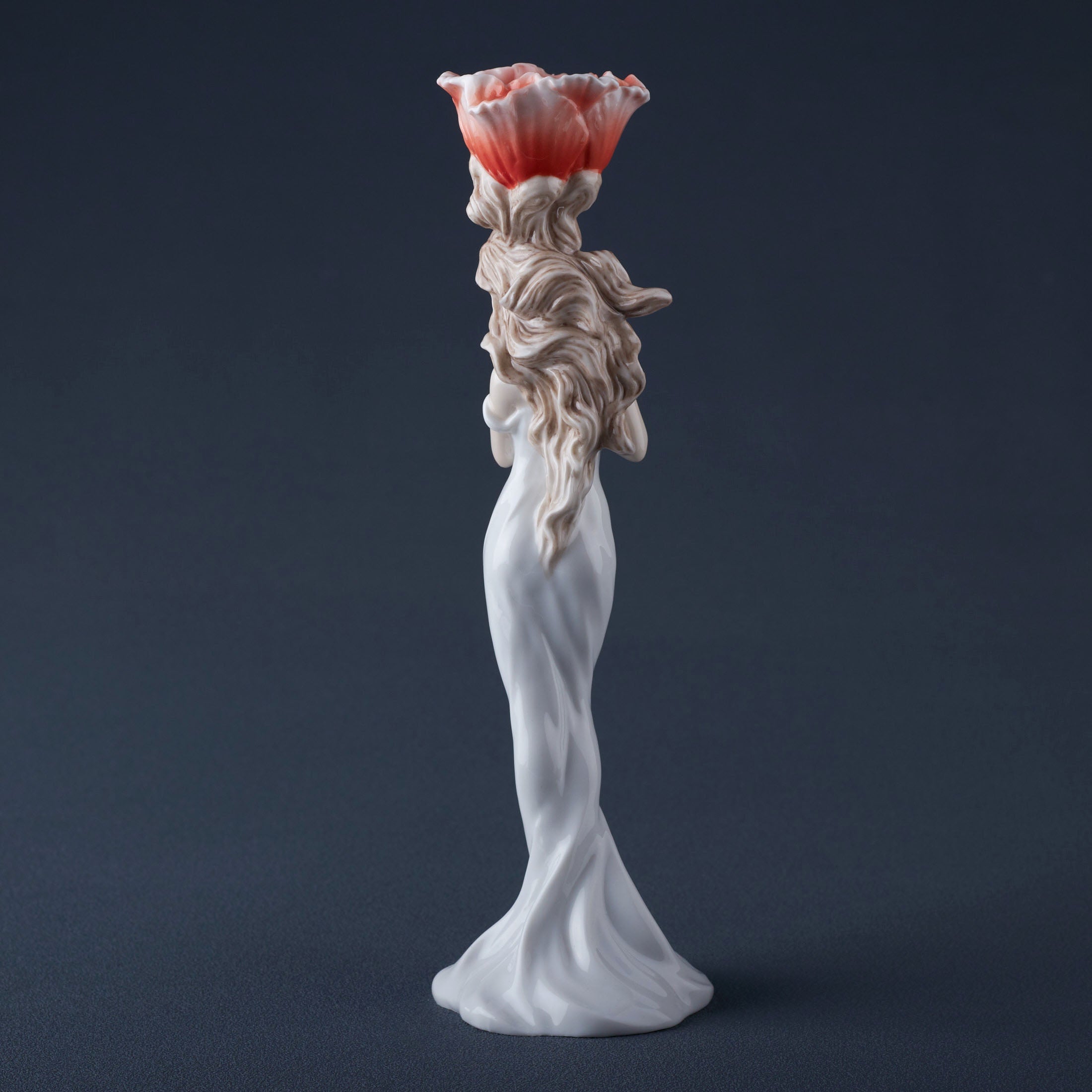 Lady with Poppy Porcelain Candle Holder