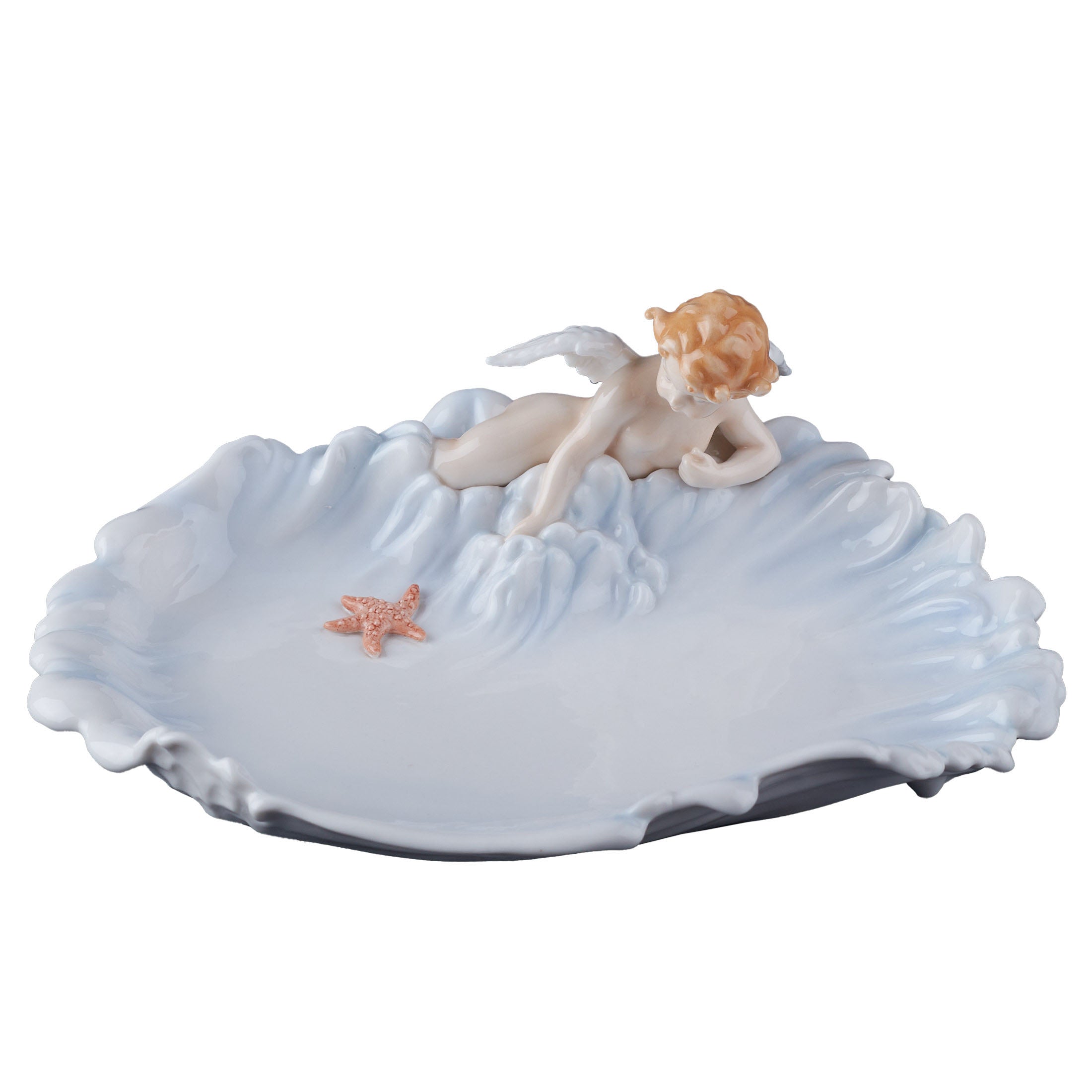 Cherub and Starfish On WaveJewelry Tray