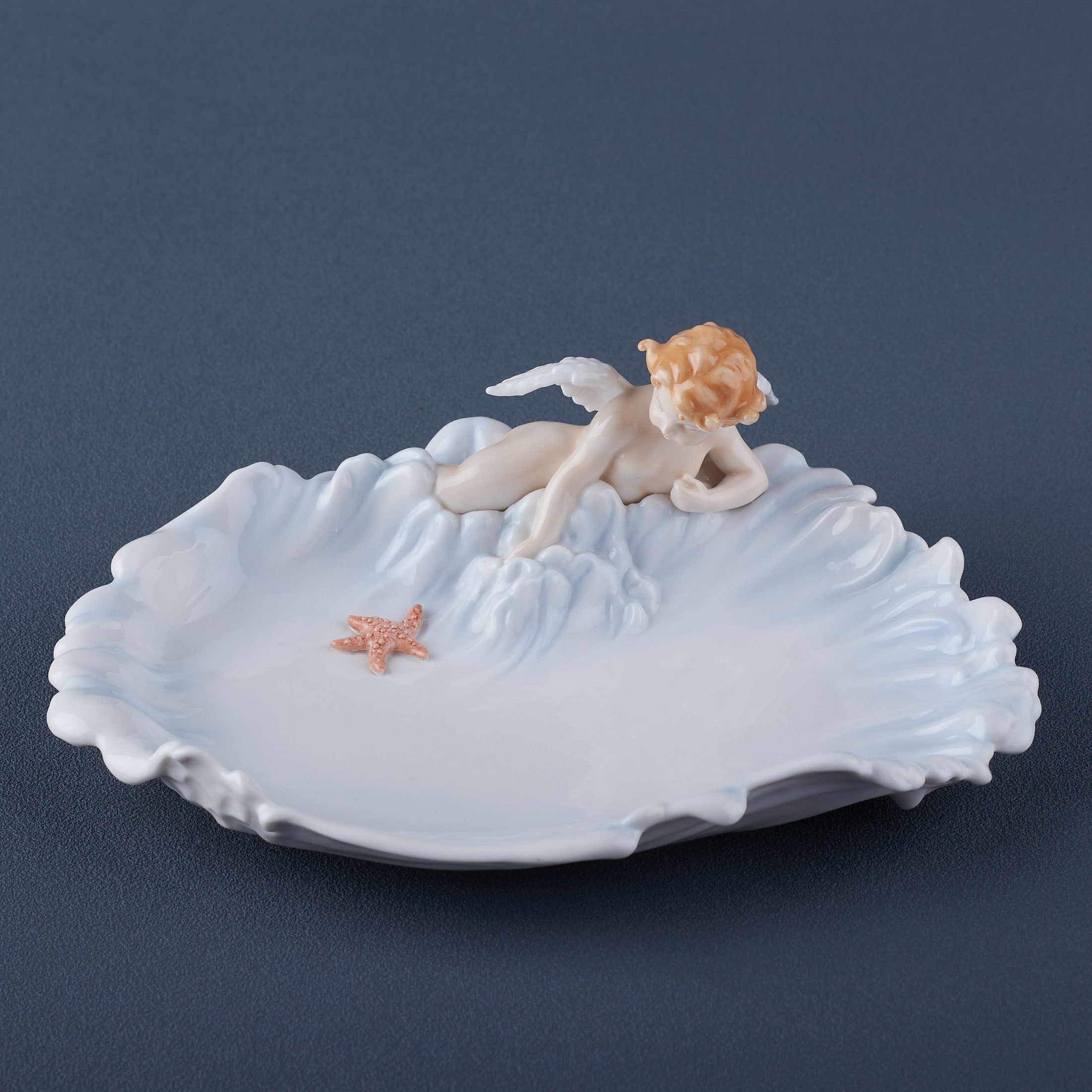 Cherub and Starfish On WaveJewelry Tray