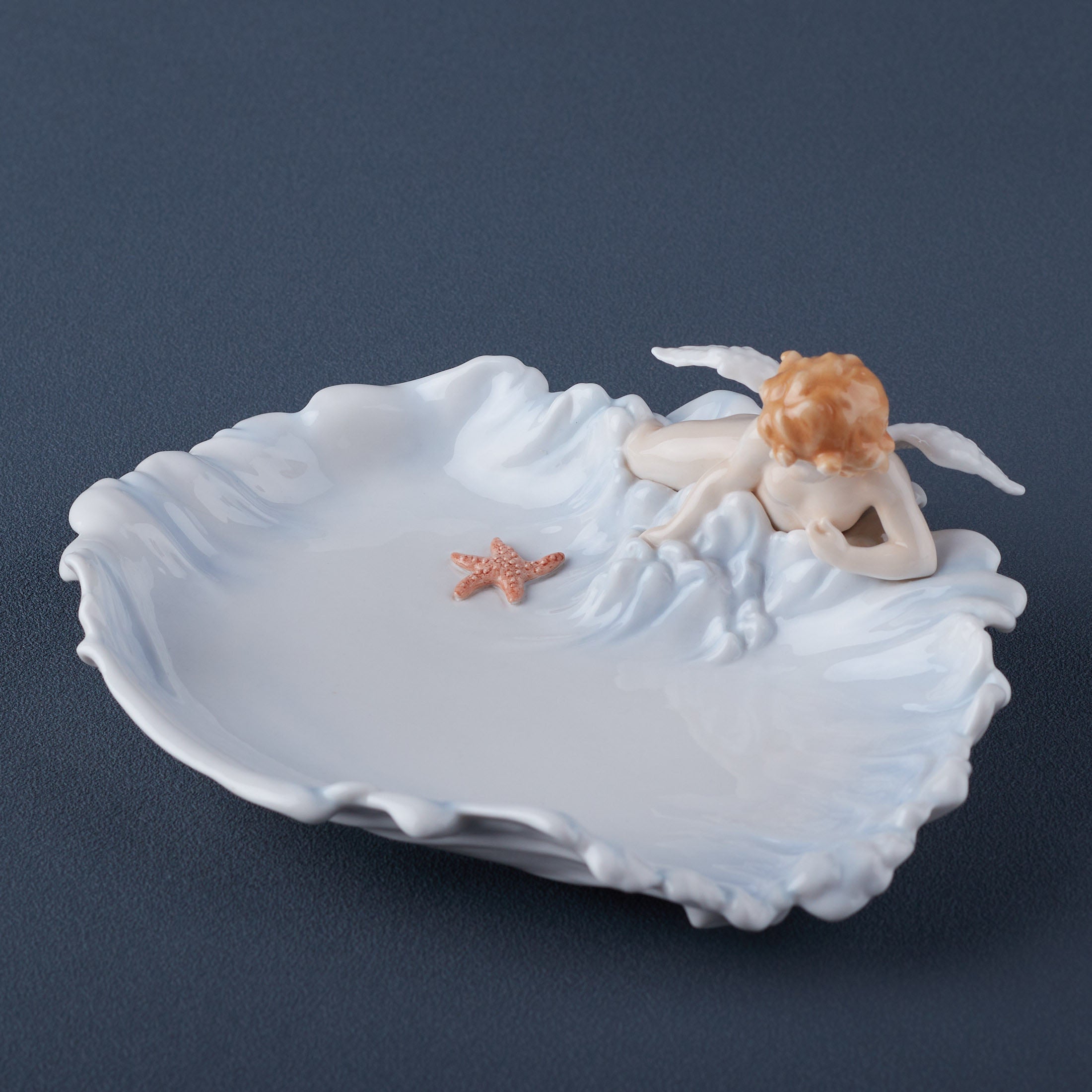Cherub and Starfish On WaveJewelry Tray