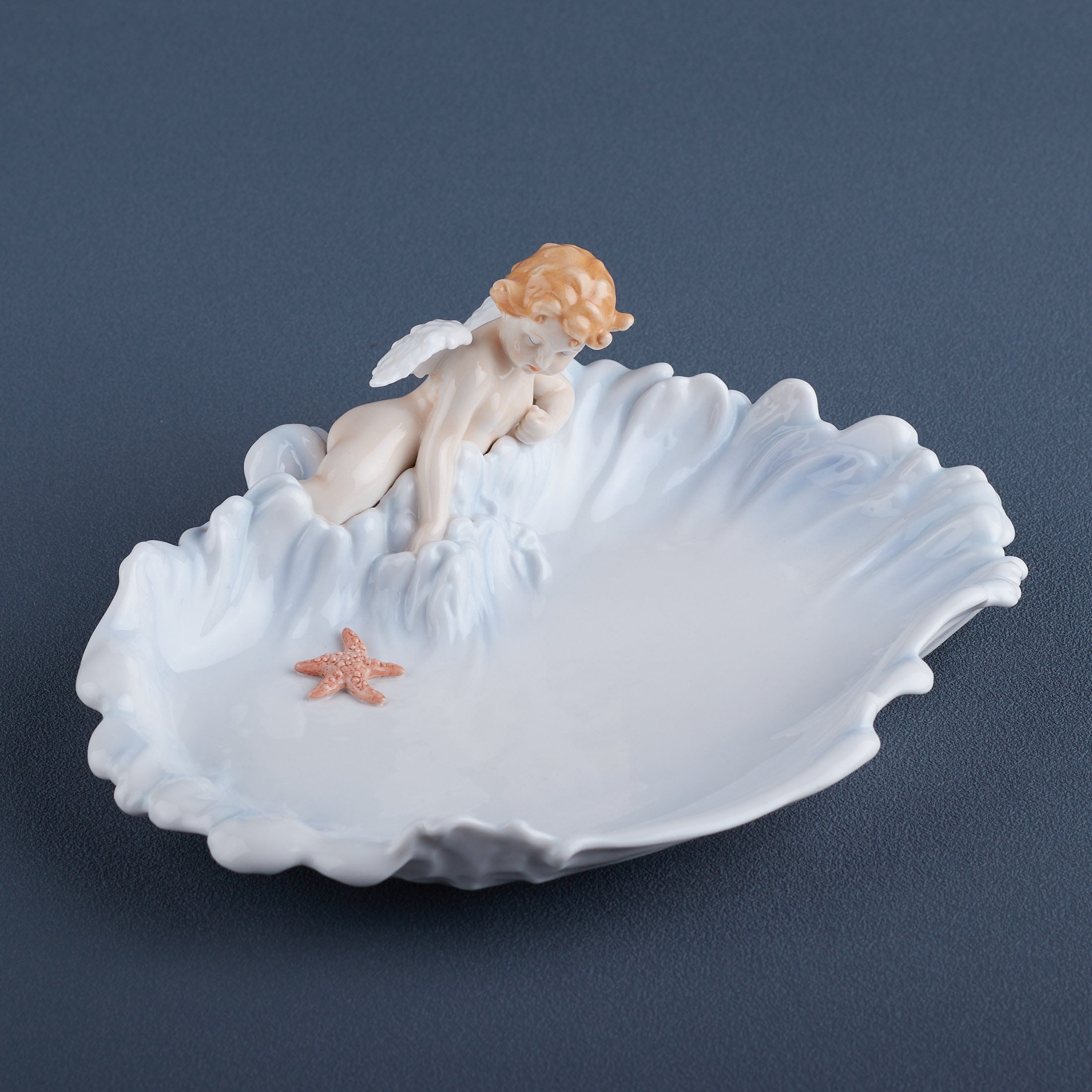 Cherub and Starfish On WaveJewelry Tray