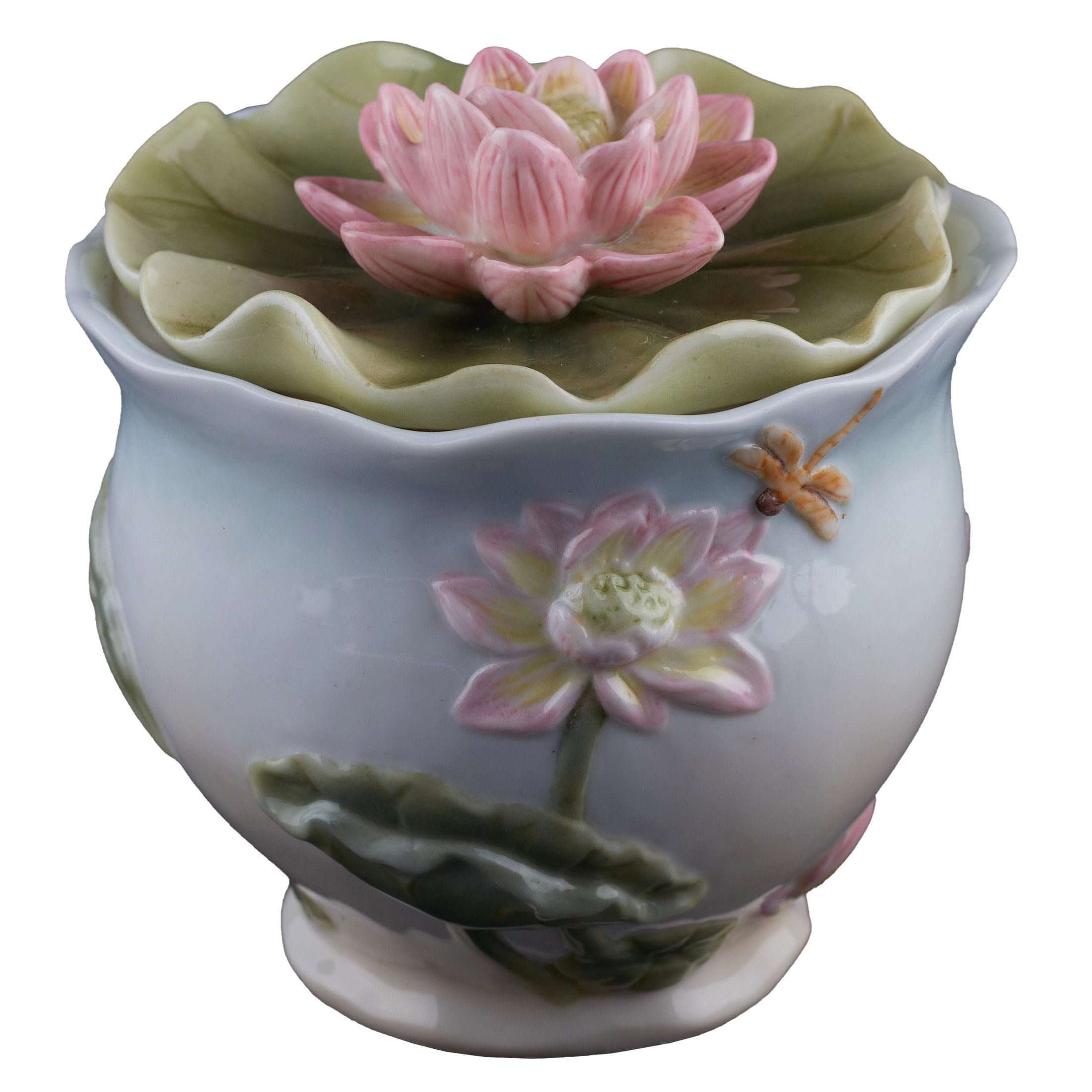 Lotus and Butterfly Condiment Jar