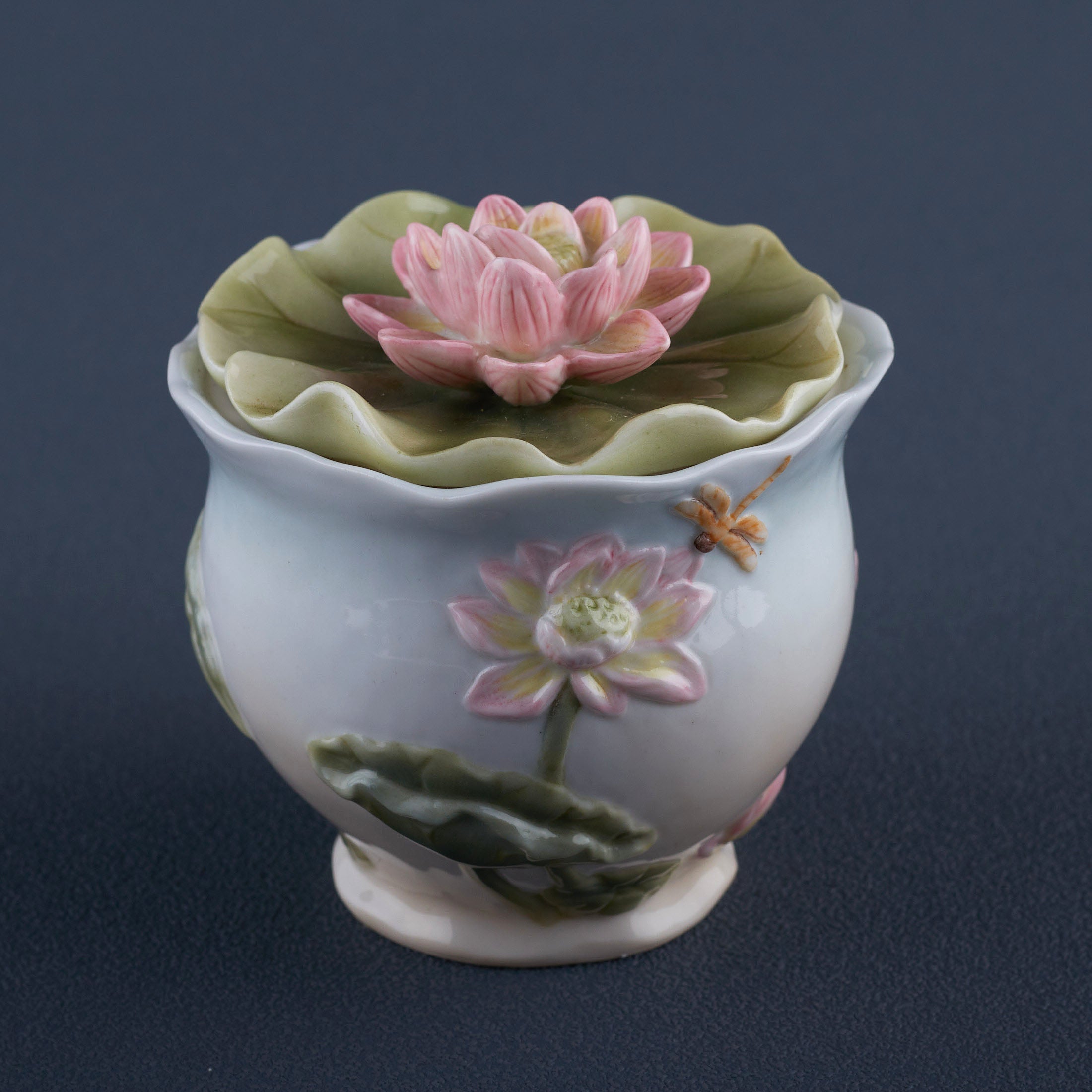 Lotus and Butterfly Condiment Jar