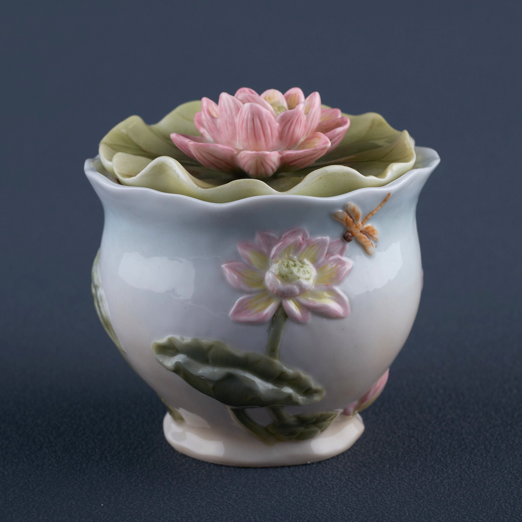 Lotus and Butterfly Condiment Jar