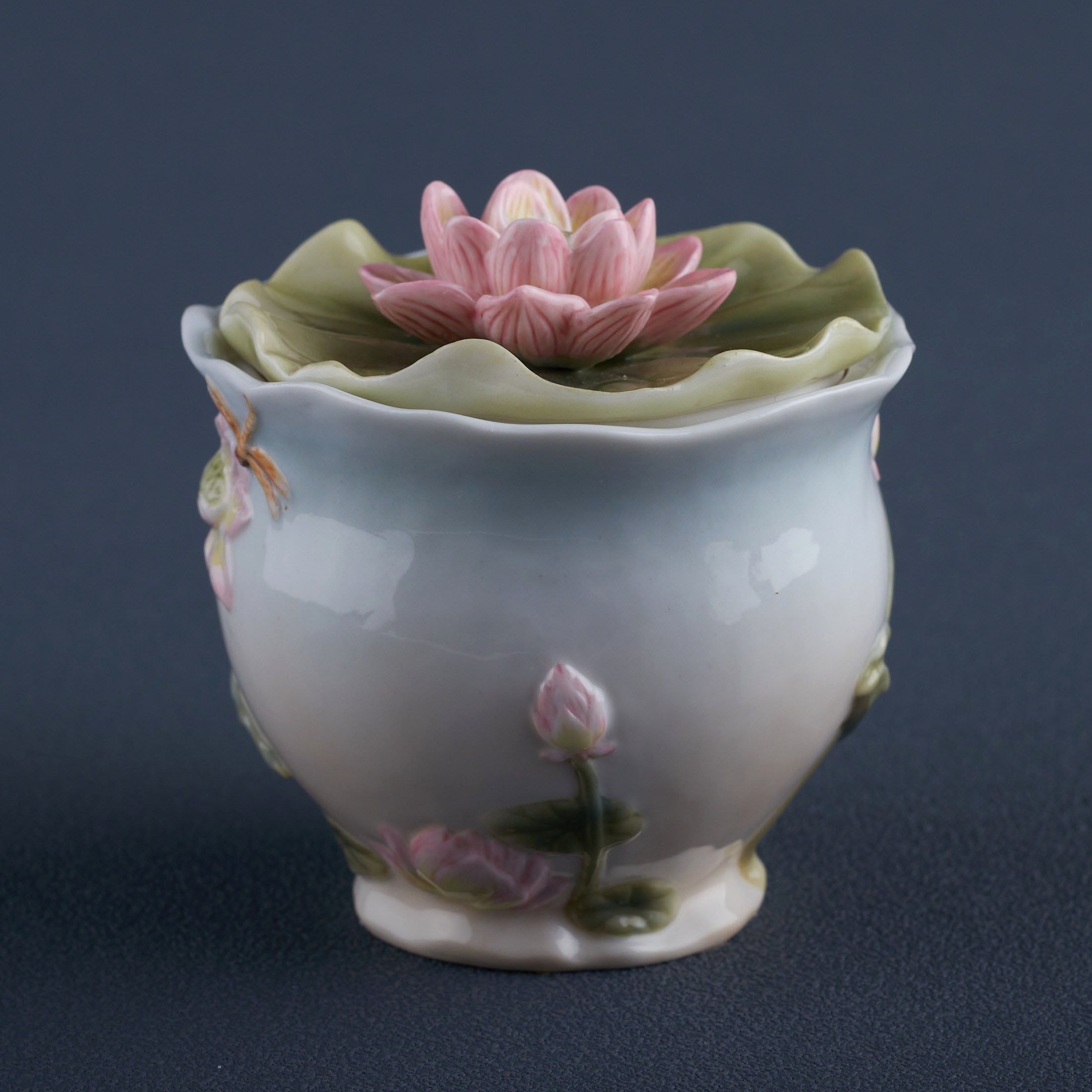 Lotus and Butterfly Condiment Jar