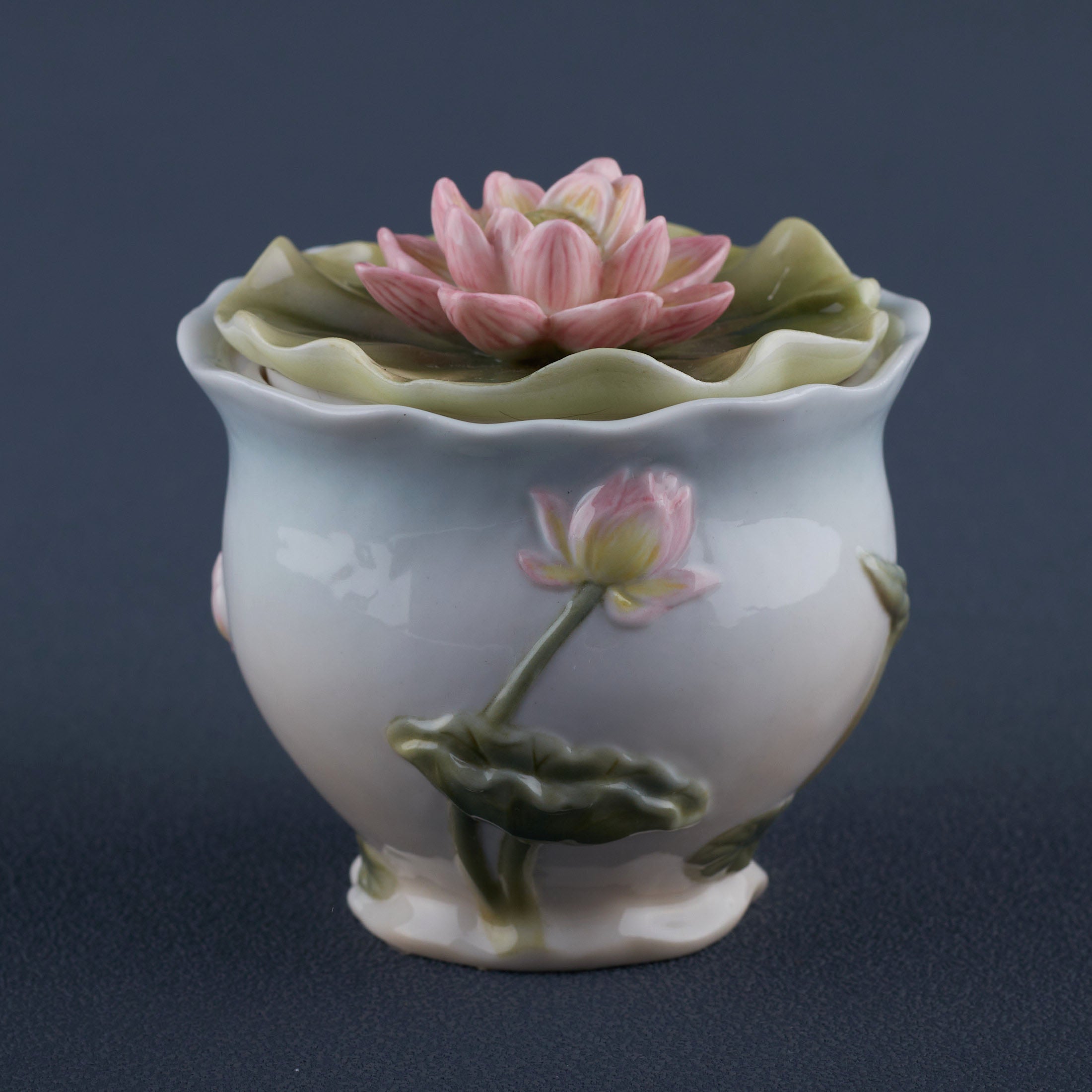 Lotus and Butterfly Condiment Jar