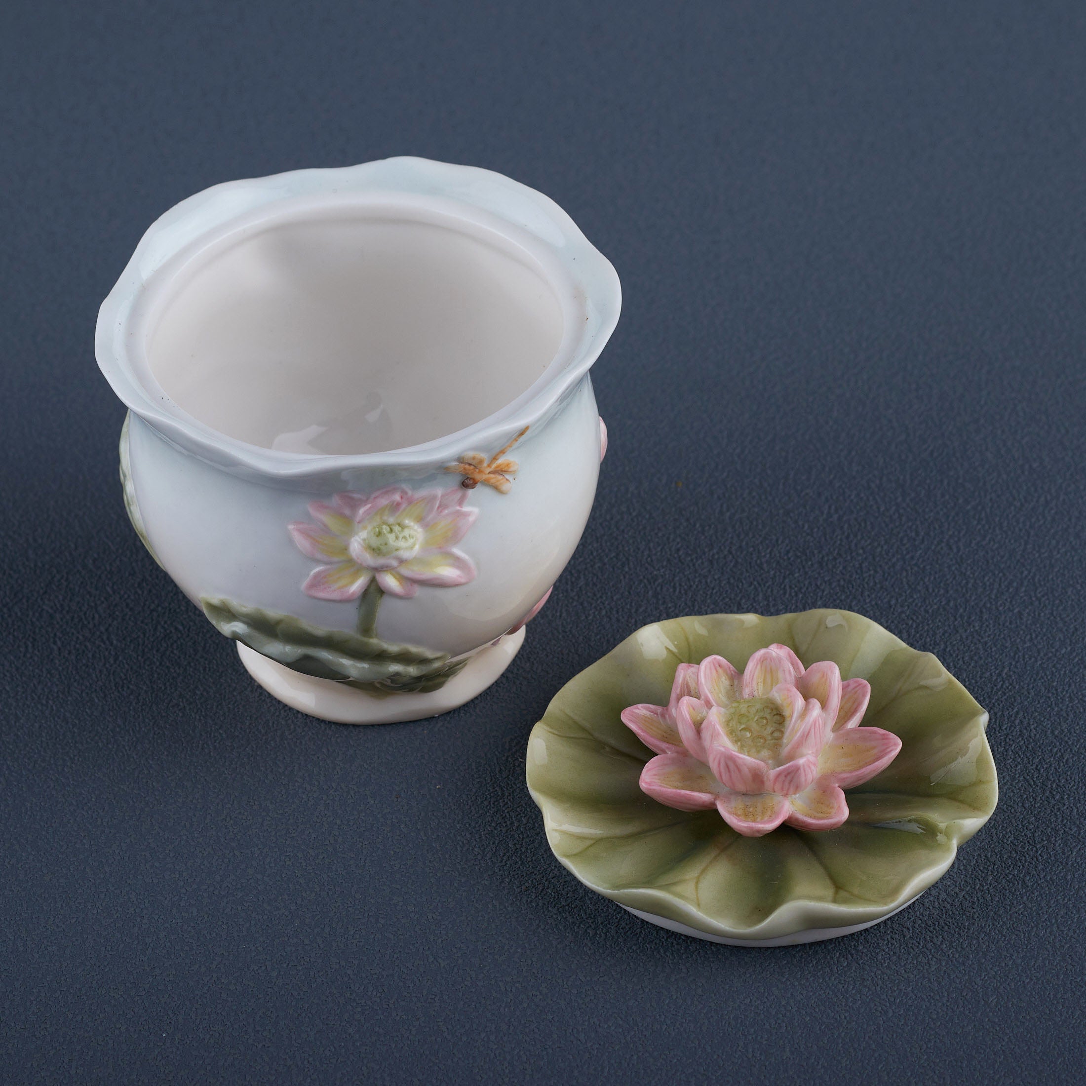 Lotus and Butterfly Condiment Jar