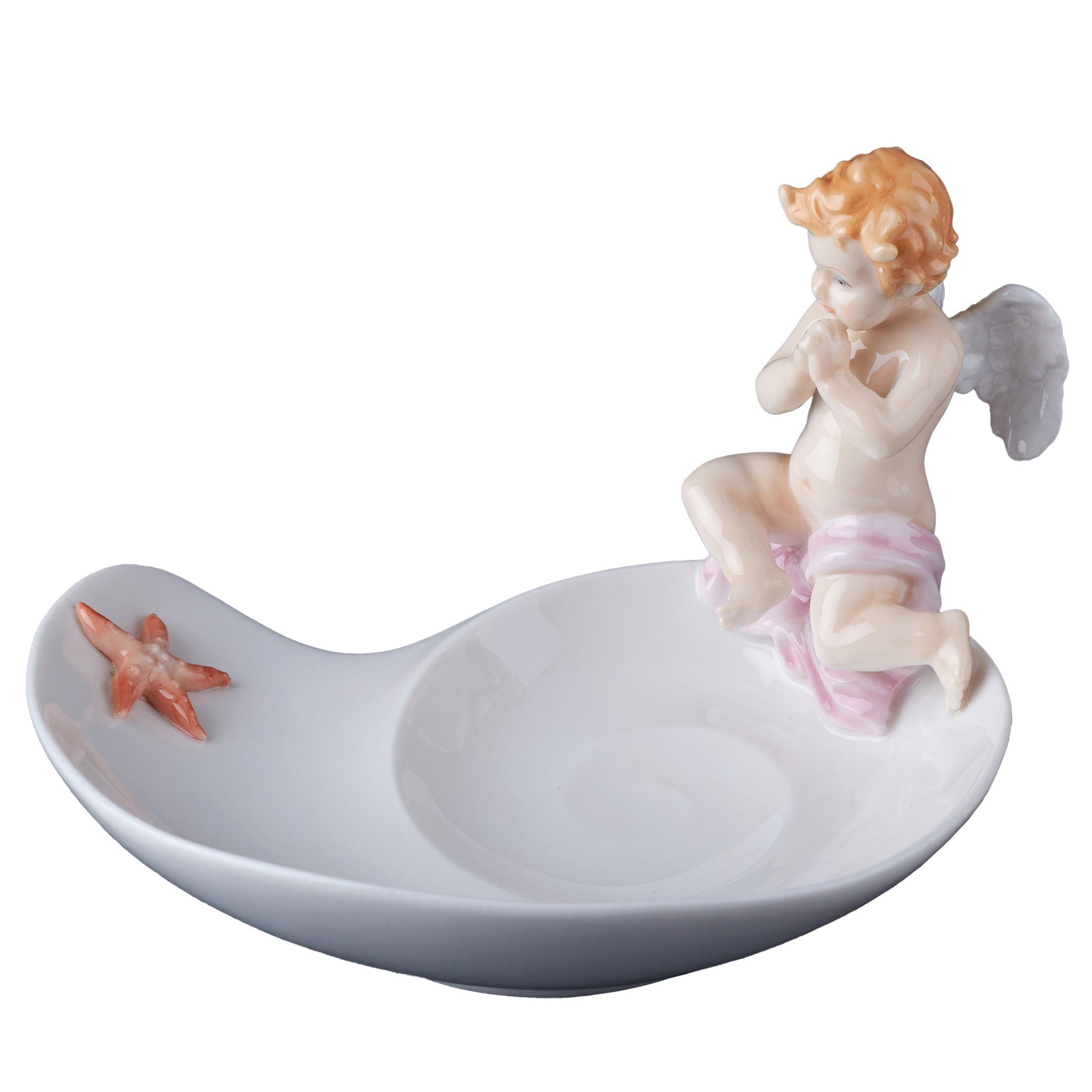 Cherub and Starfish On Nautilus ShellJewelry Tray